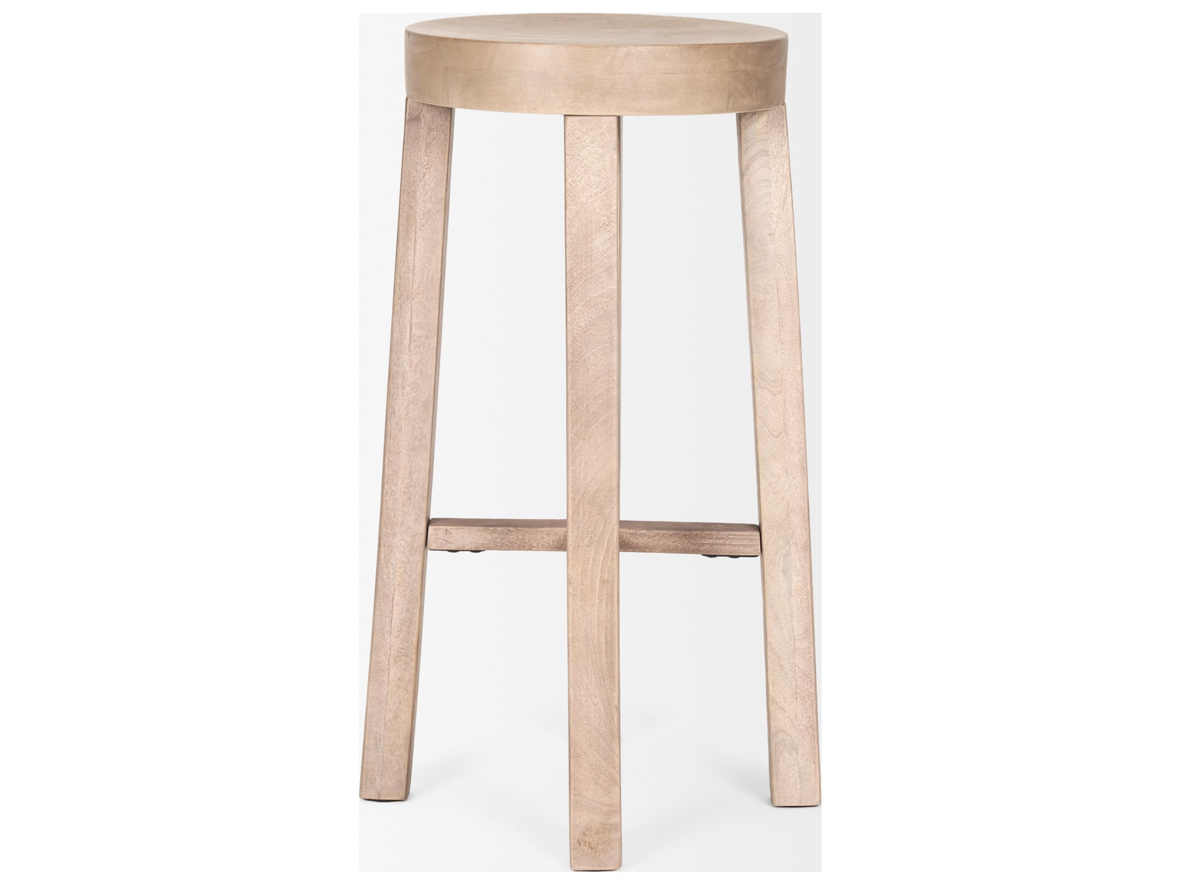 Mercana Brahma 30" Total Height White Washed Wood Stool