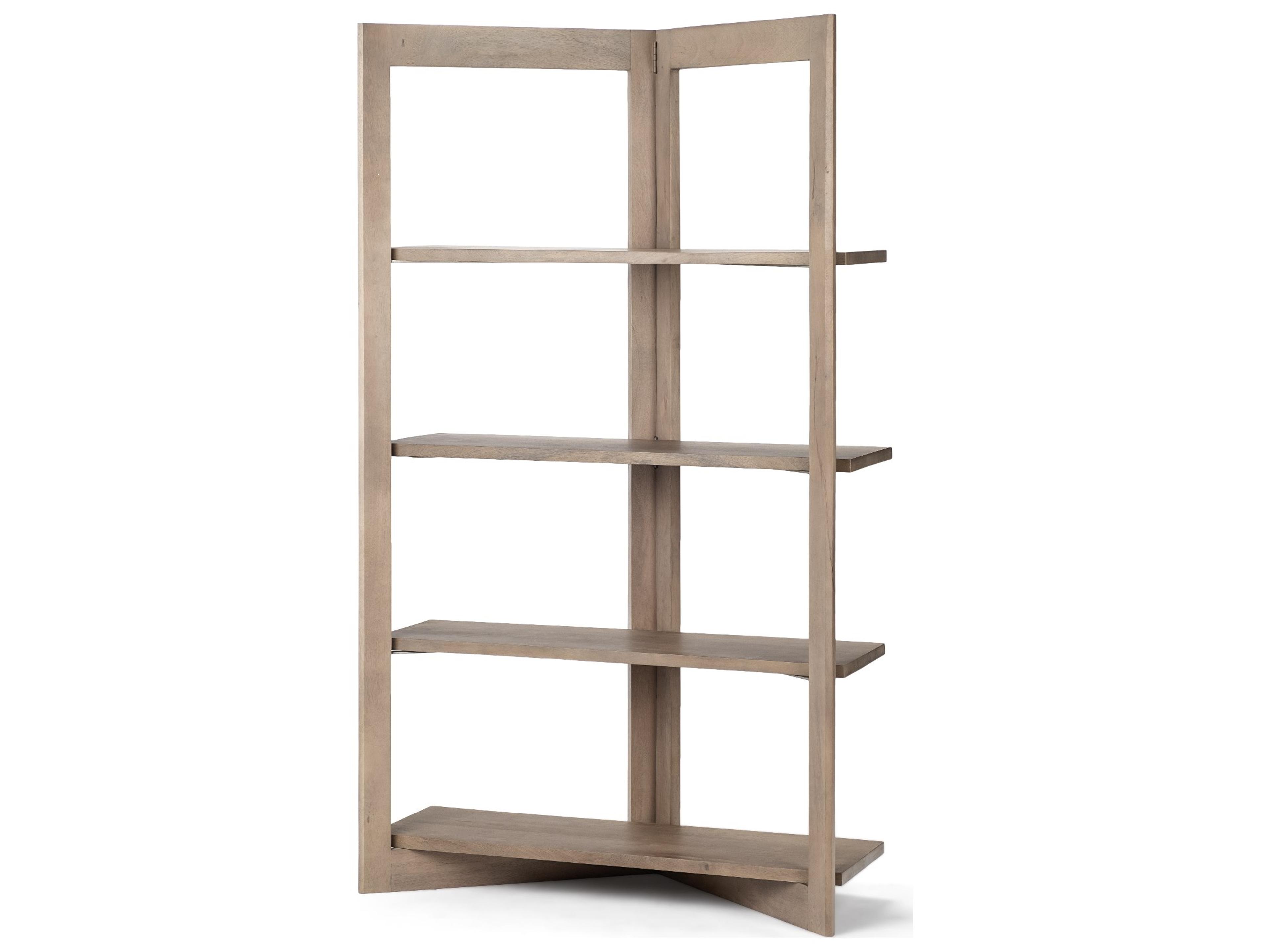 Mercana Turnbull I 42L x 16W x 72H Light Brown Wood Four Shelf Shelving Unit