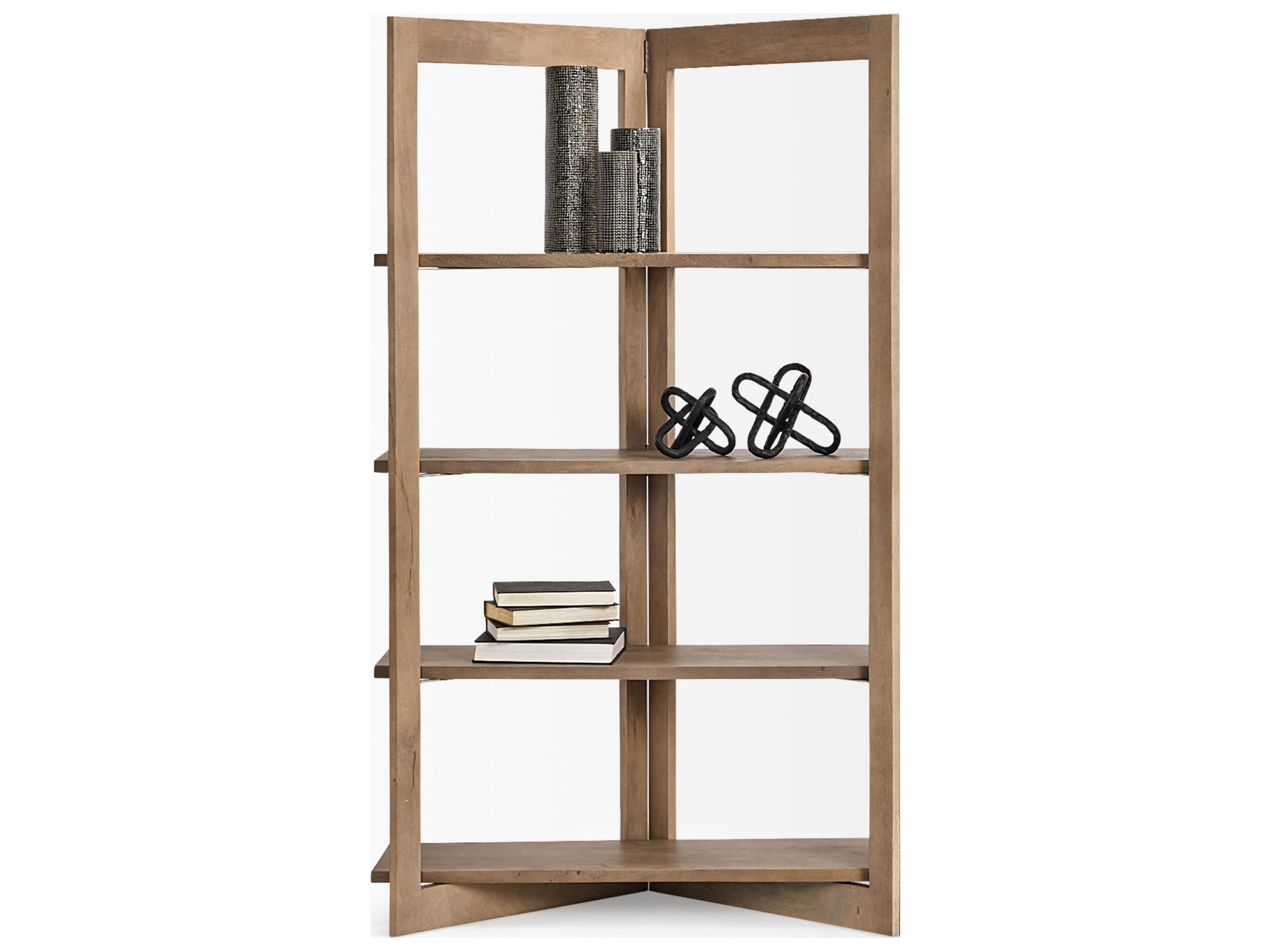 Mercana Turnbull I 42L x 16W x 72H Light Brown Wood Four Shelf Shelving Unit