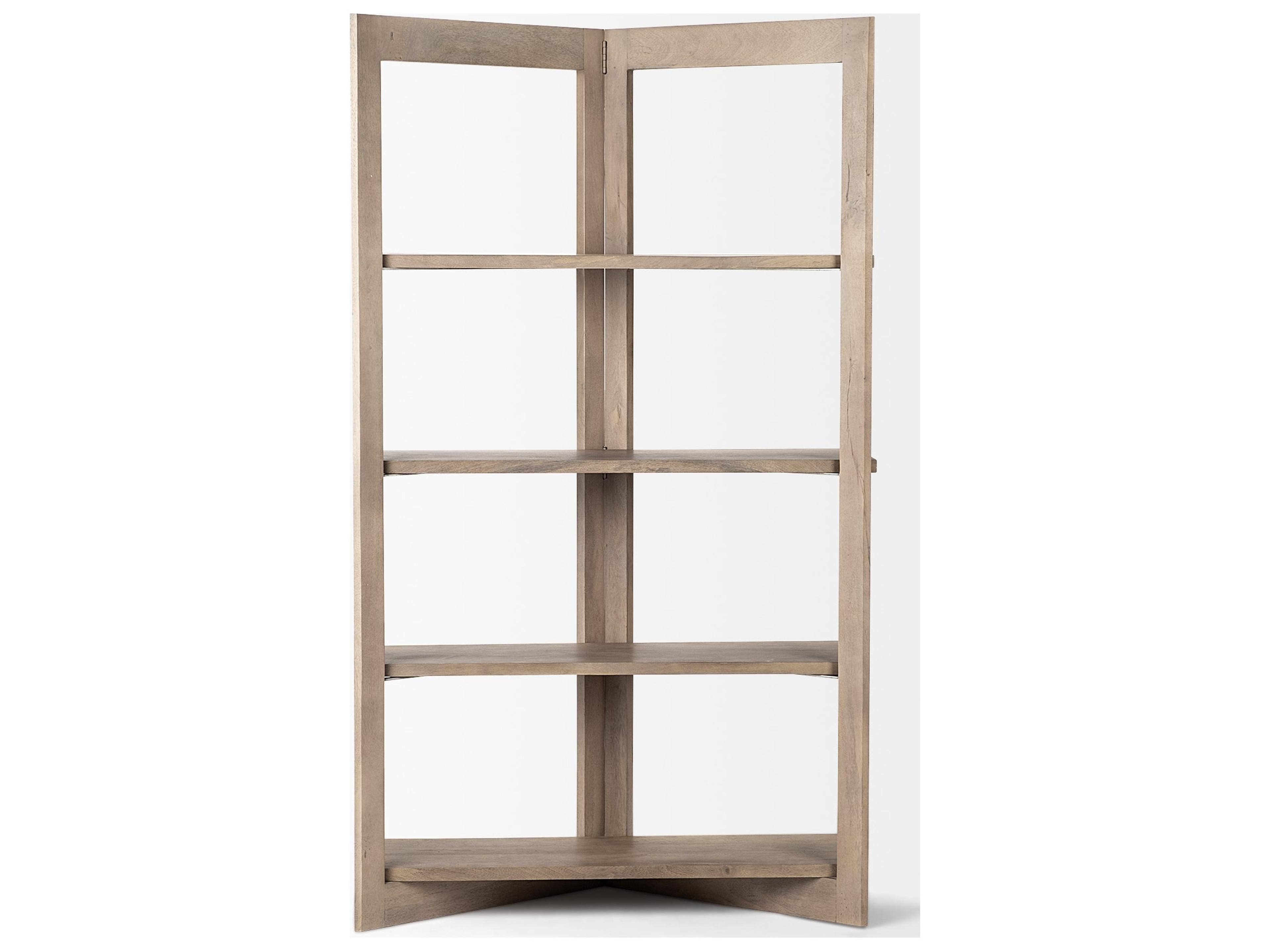 Mercana Turnbull I 42L x 16W x 72H Light Brown Wood Four Shelf Shelving Unit