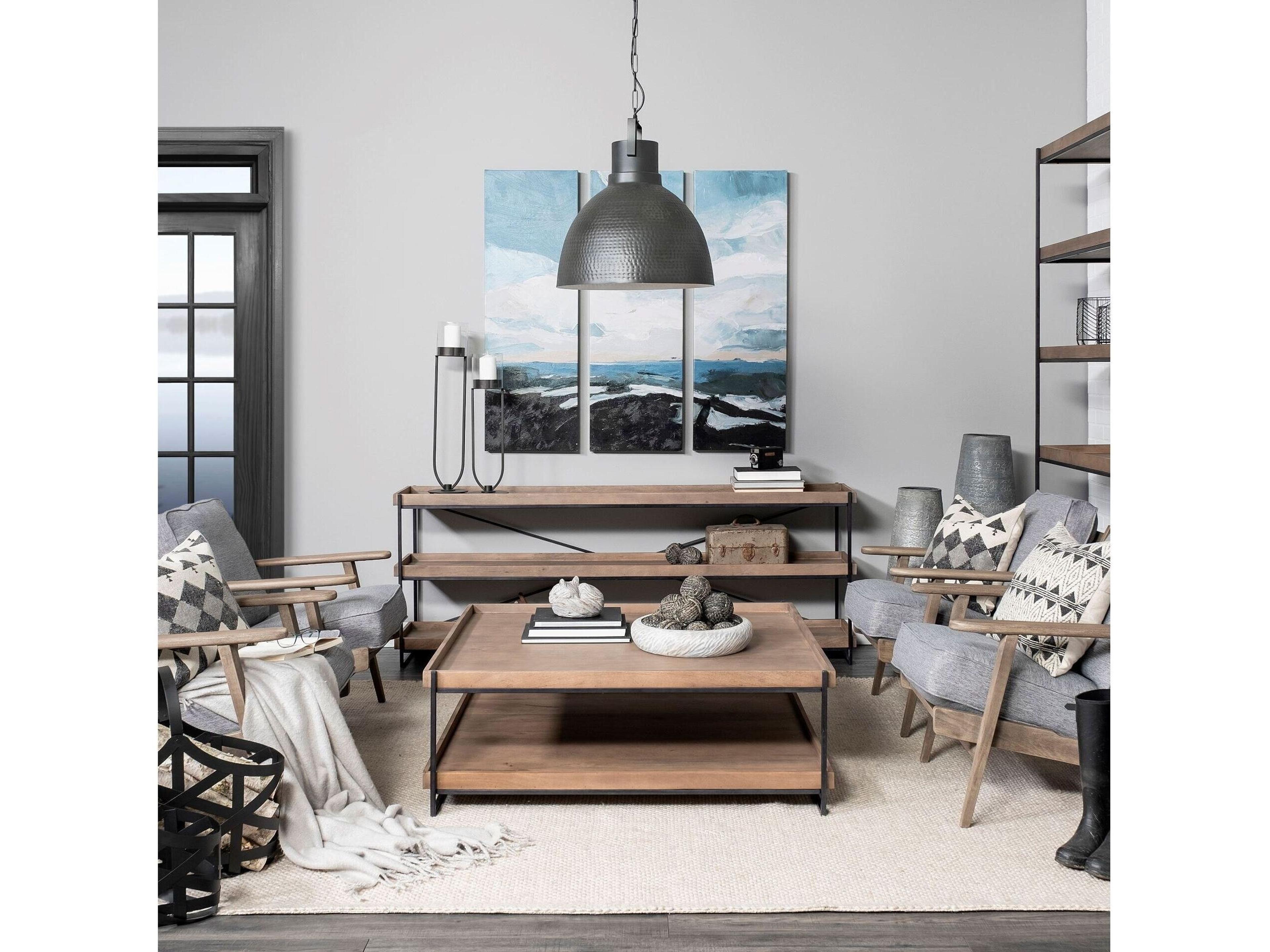 Mercana Trey I 80L x 16W Brown Wood and Black Iron Console Table