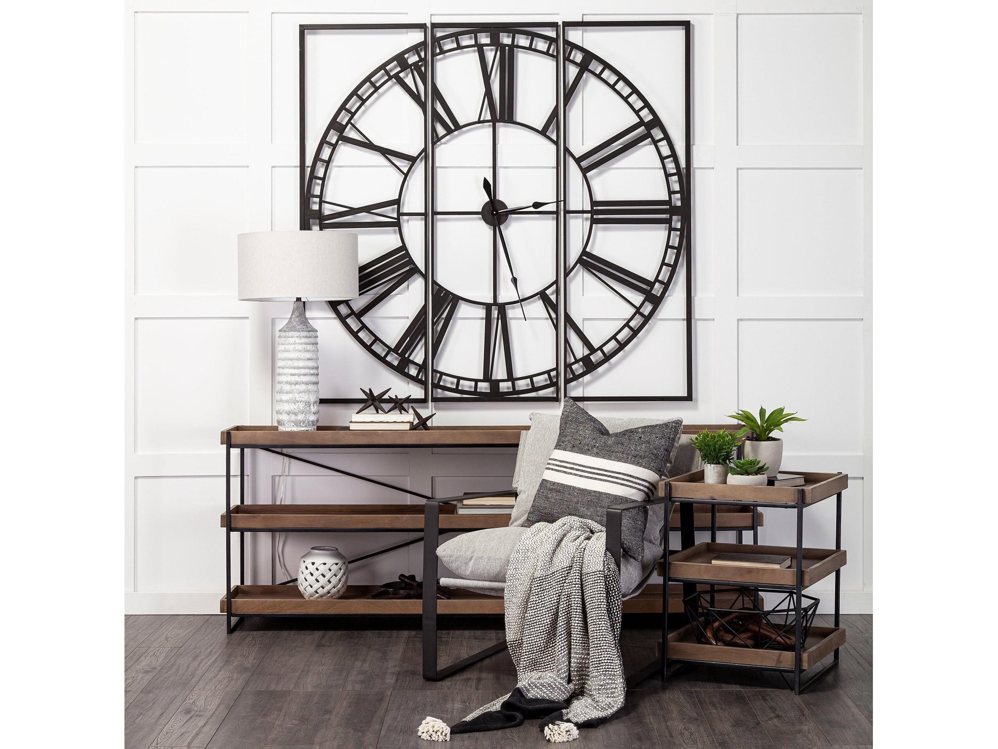 Mercana Trey I 80L x 16W Brown Wood and Black Iron Console Table