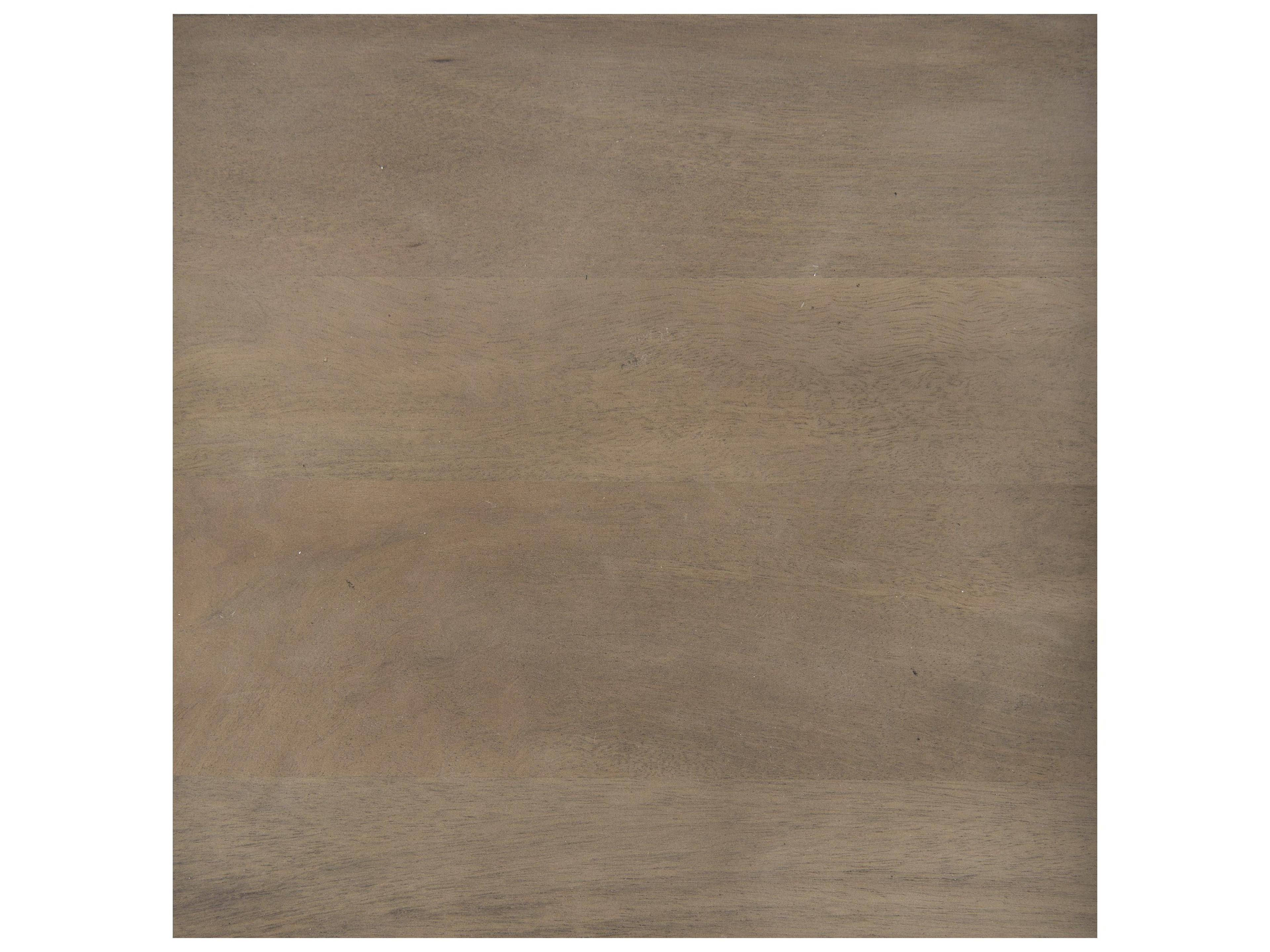 Mercana Trey III 20" x 26" Square Medium Brown Wooden Three-Tiered Black Iron Frame End/Side Table