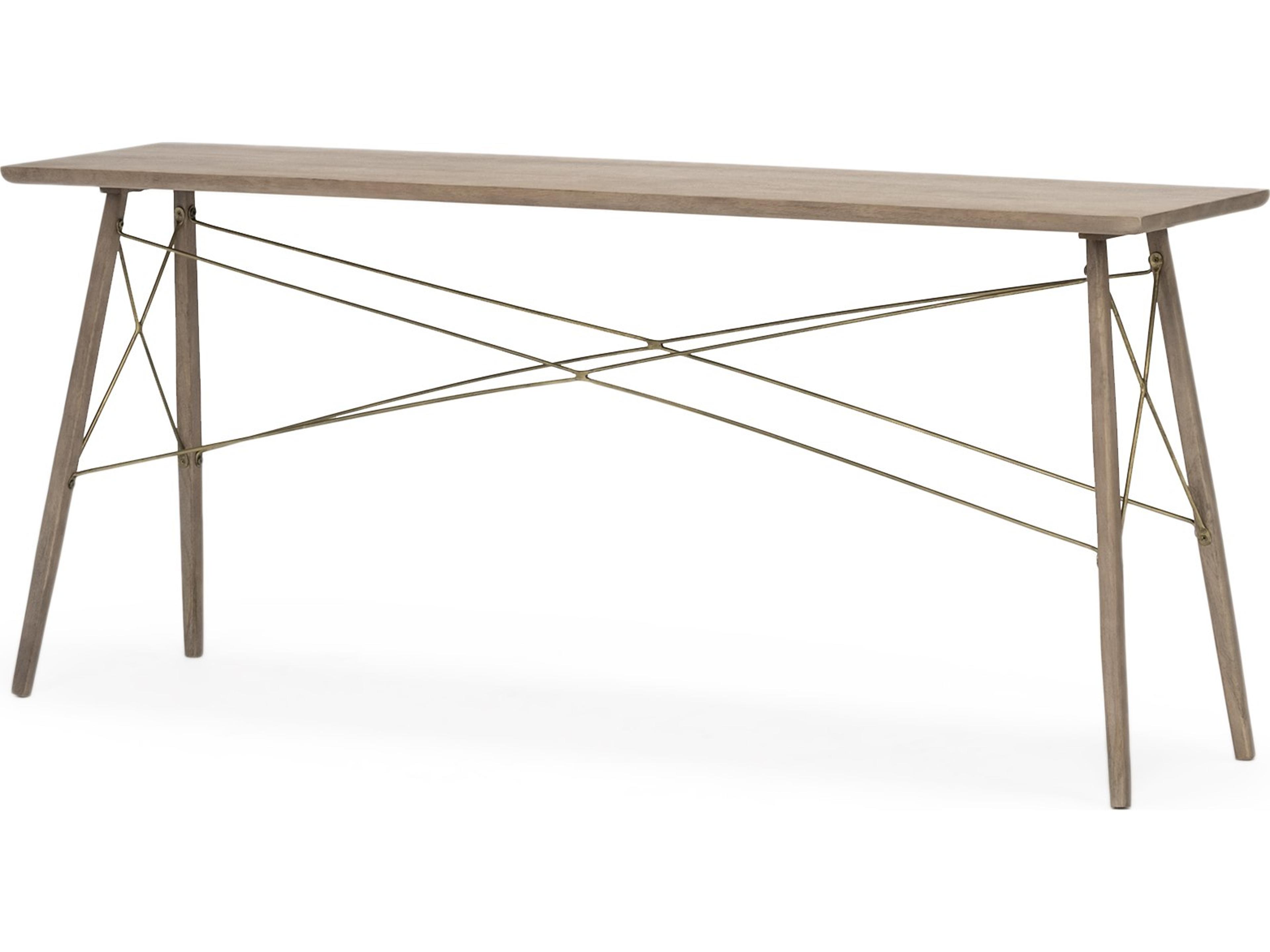 Kirby I 66L x 16W Brown Wooden Cross Braced Console Table