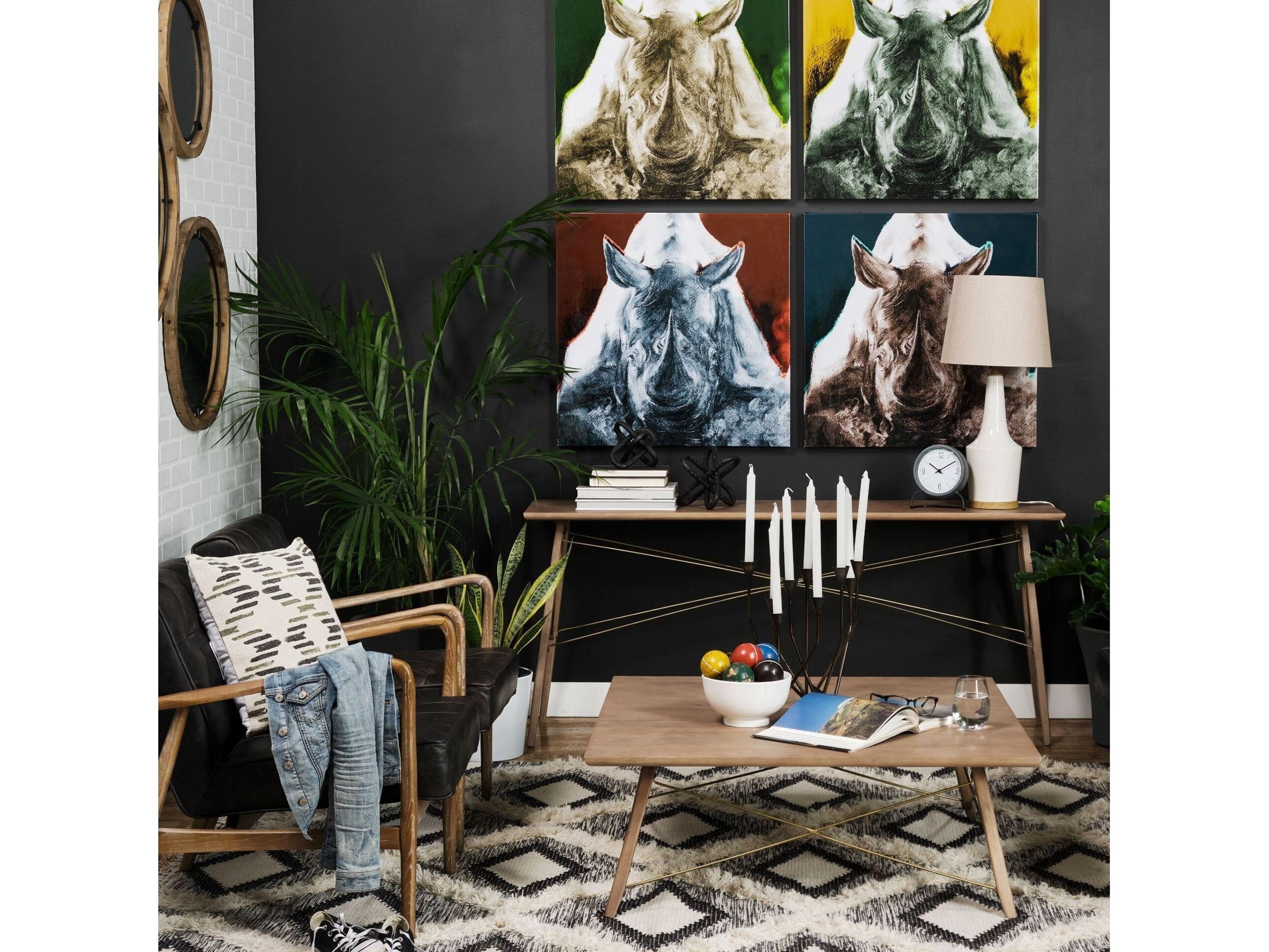 Mercana Kirby I 66L x 16W Brown Wooden Cross Braced Console Table