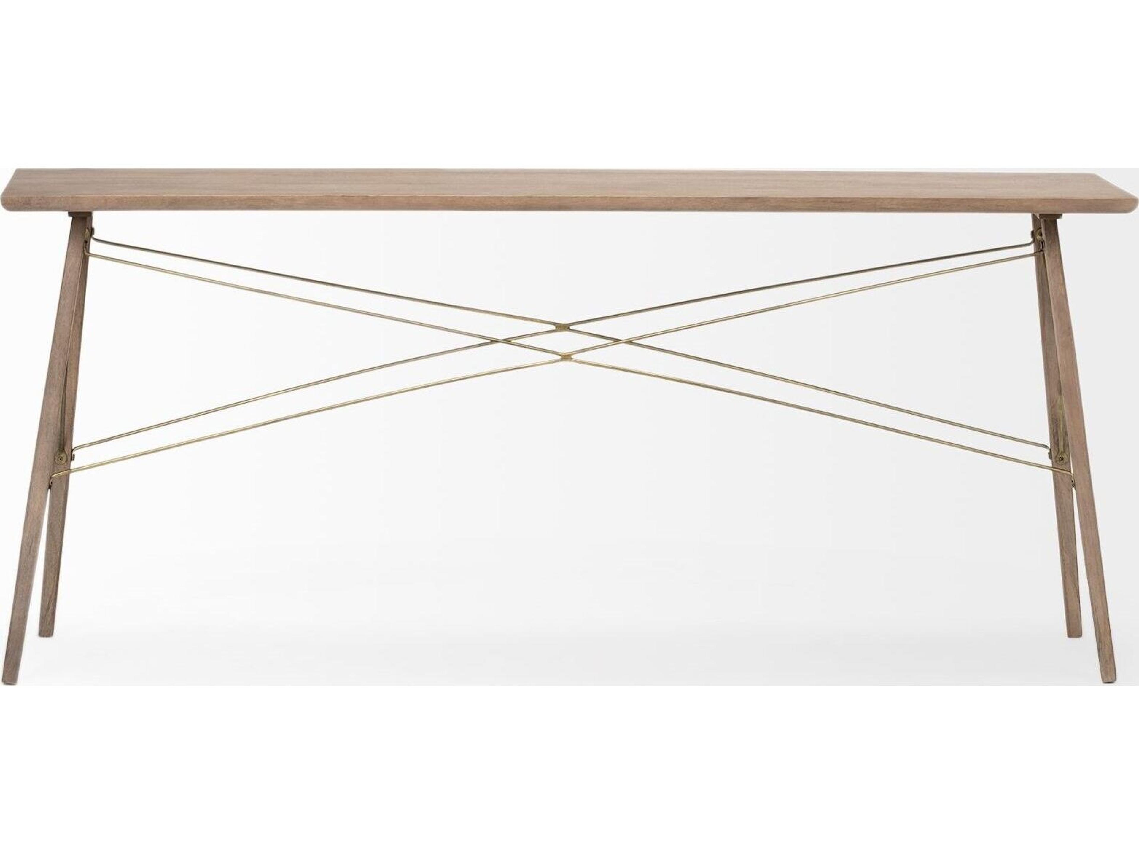 Mercana Kirby I 66L x 16W Brown Wooden Cross Braced Console Table