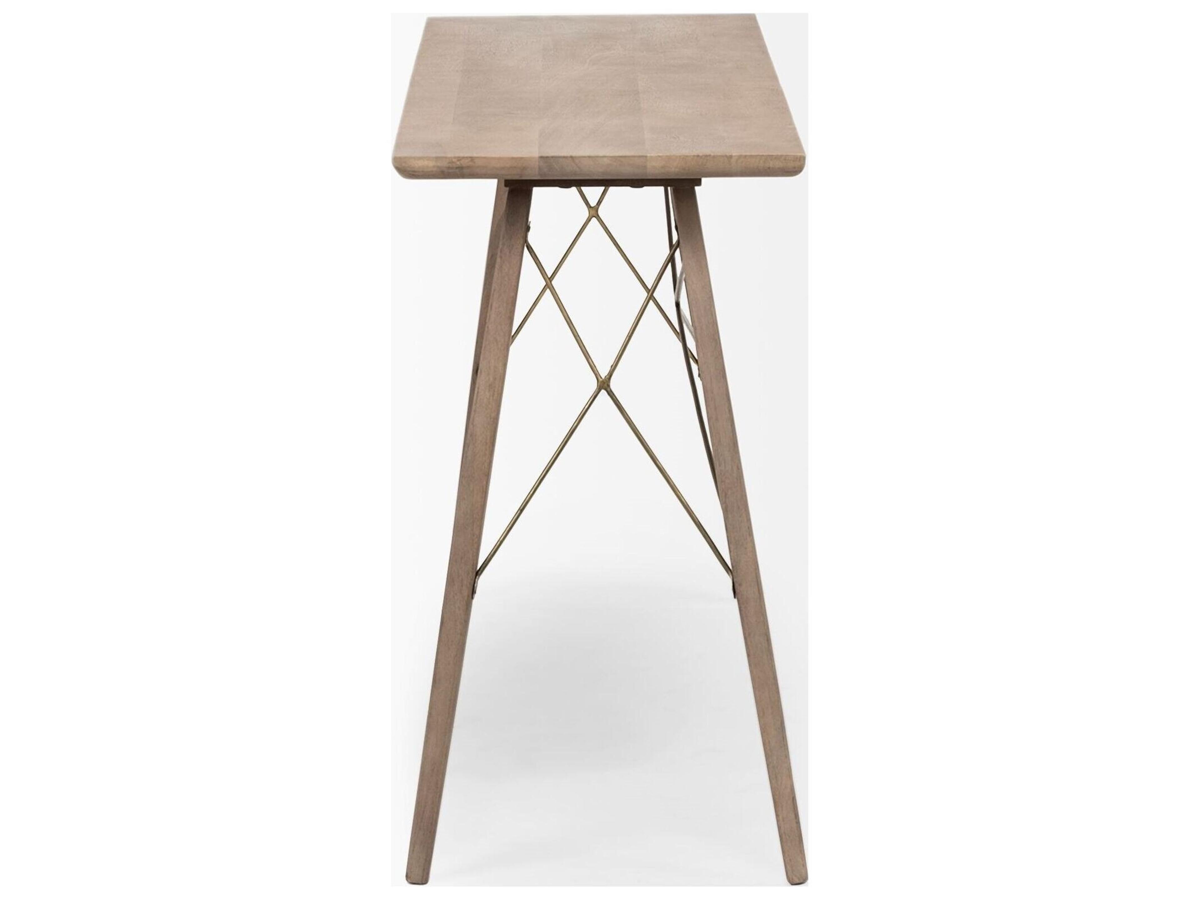 Mercana Kirby I 66L x 16W Brown Wooden Cross Braced Console Table