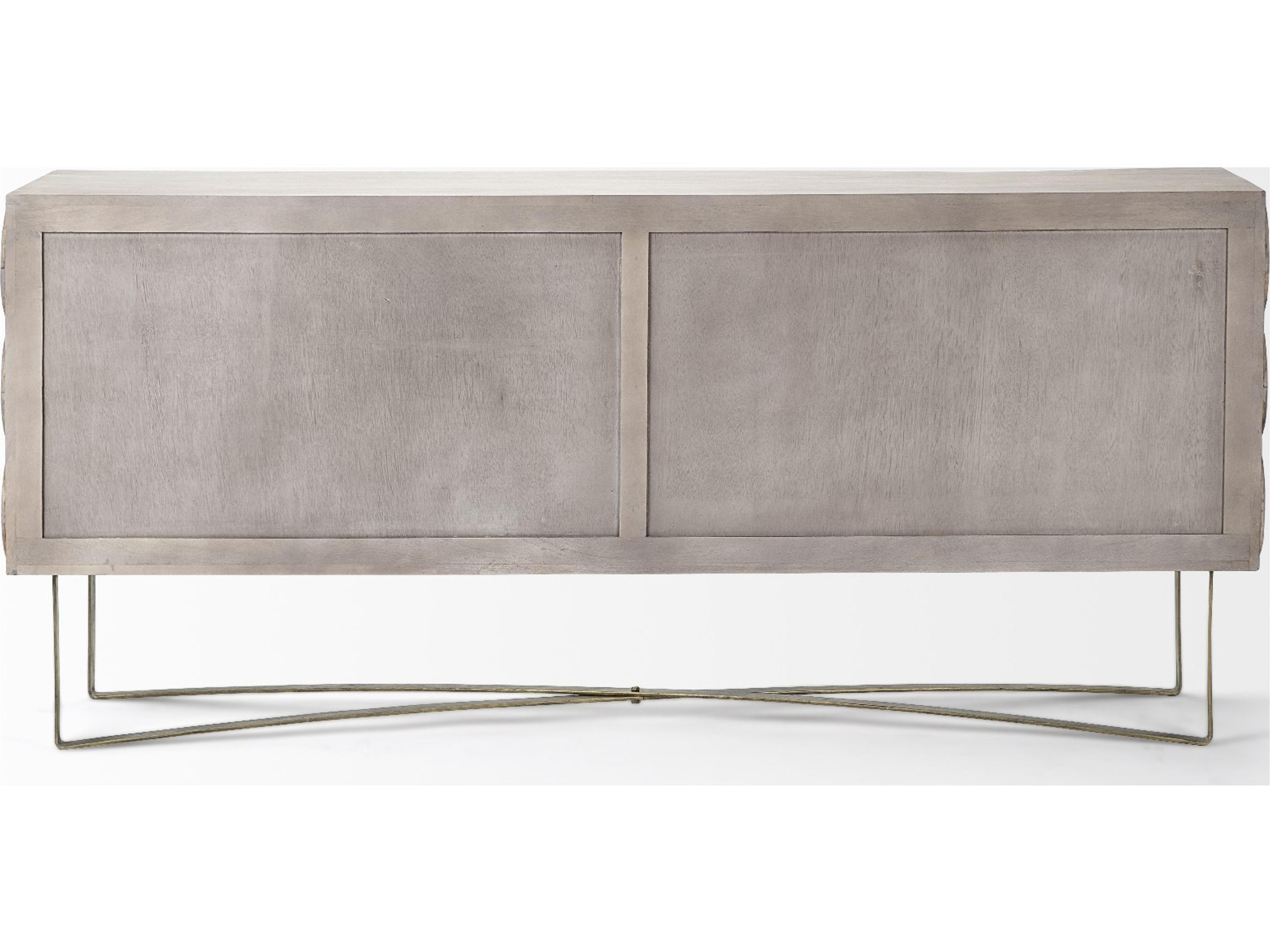 Mercana Excelsior I (72x18.3) Solid Wood Gold Metal Base 4 Cabinet Door SideBoard