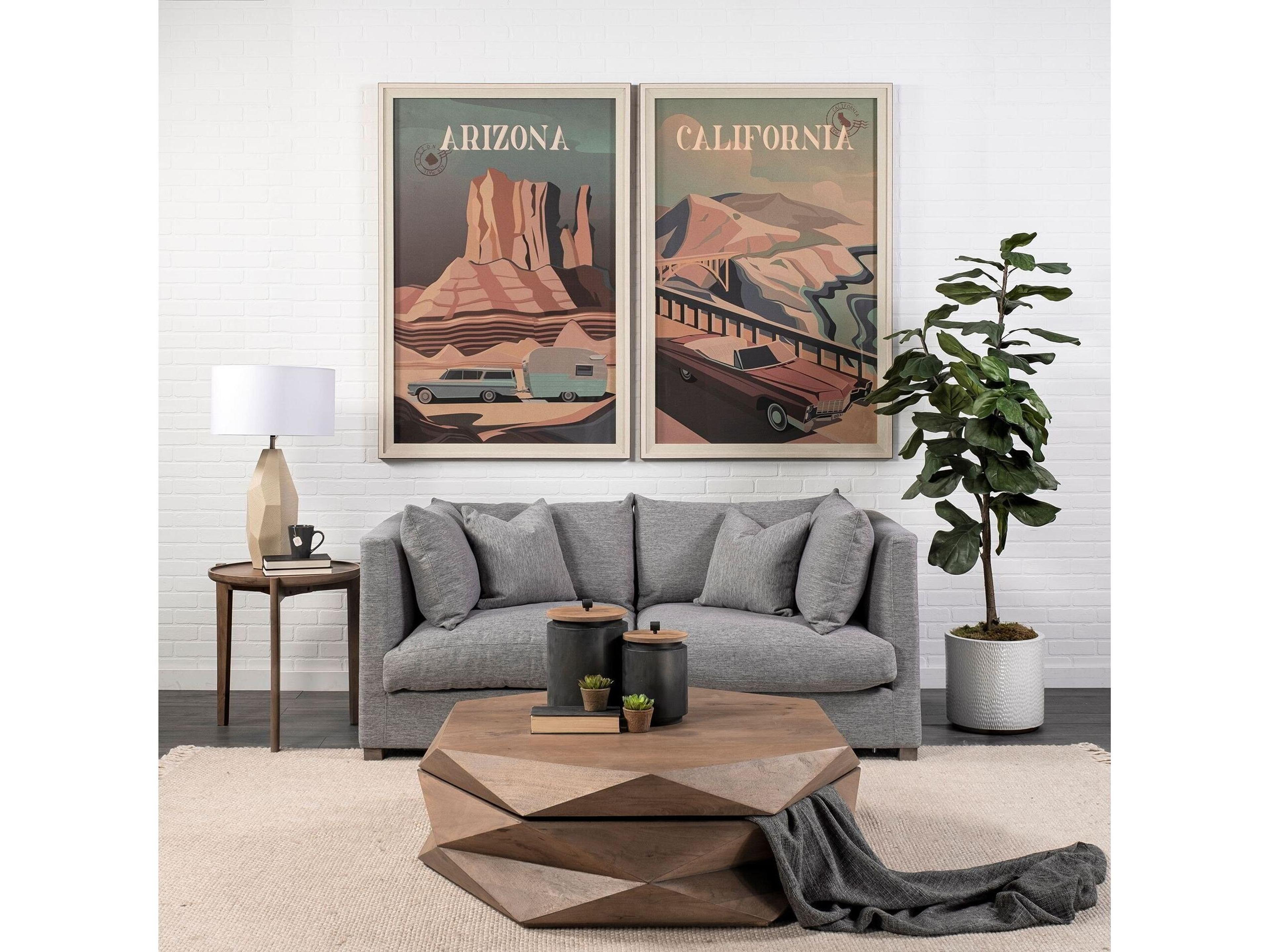 Mercana Arreto Hexagonal Hinged Solid Wood Top and Base Coffee Table