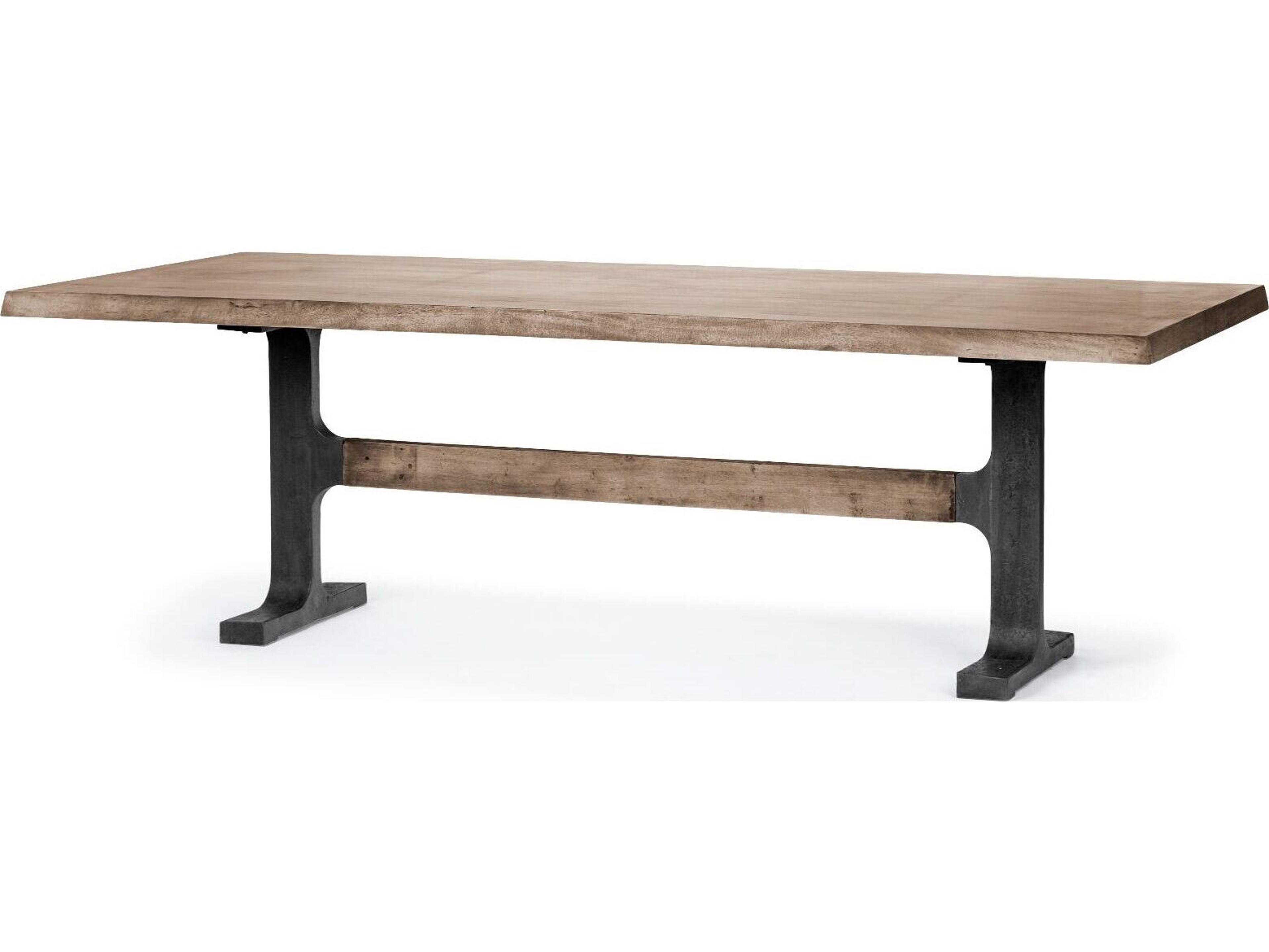 Araxi 95L x 41W x 30H Rectangular Brown Solid Wood Top Black Metal Base Dining Table