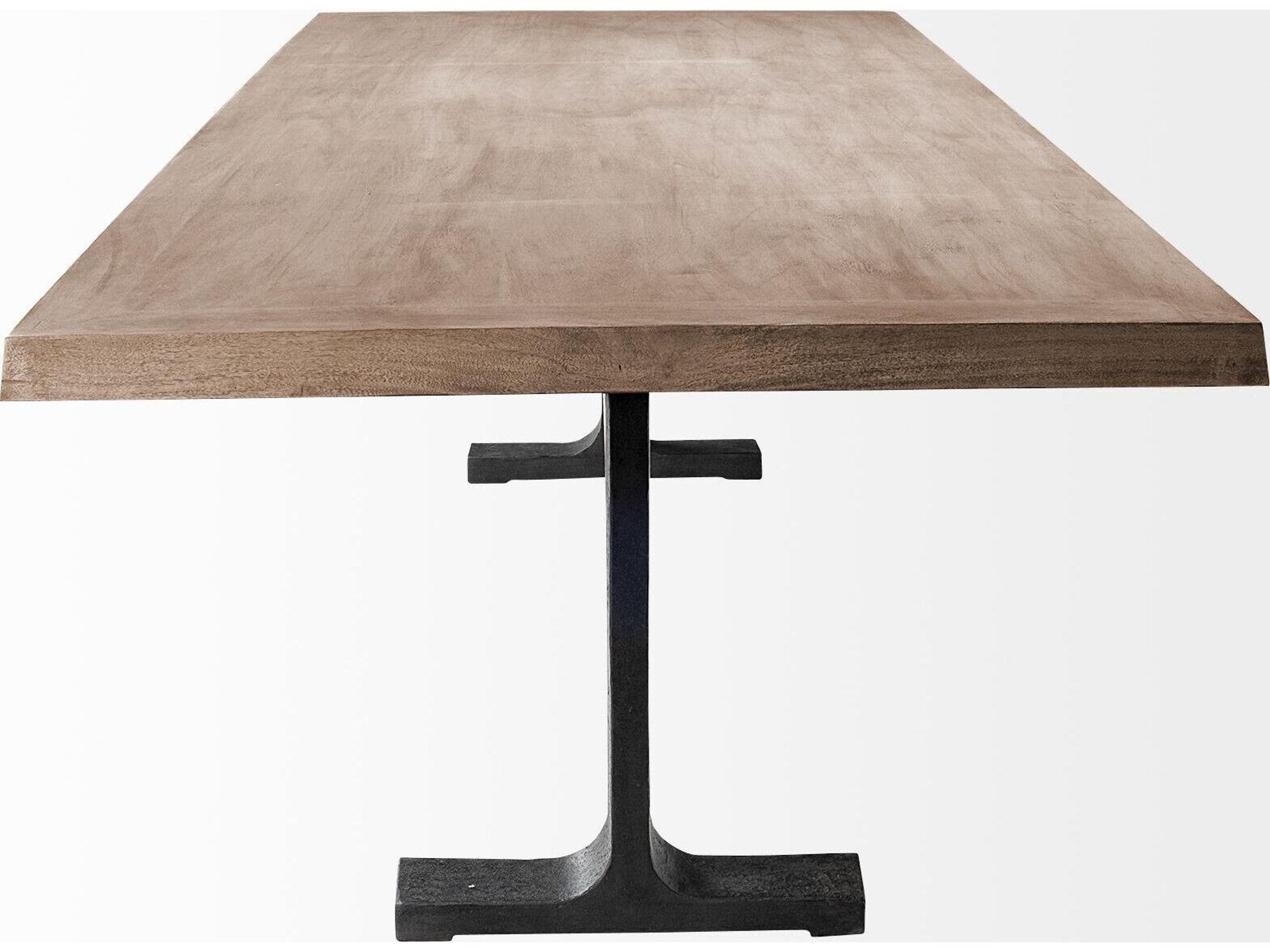 Mercana Araxi 95L x 41W x 30H Rectangular Brown Solid Wood Top Black Metal Base Dining Table