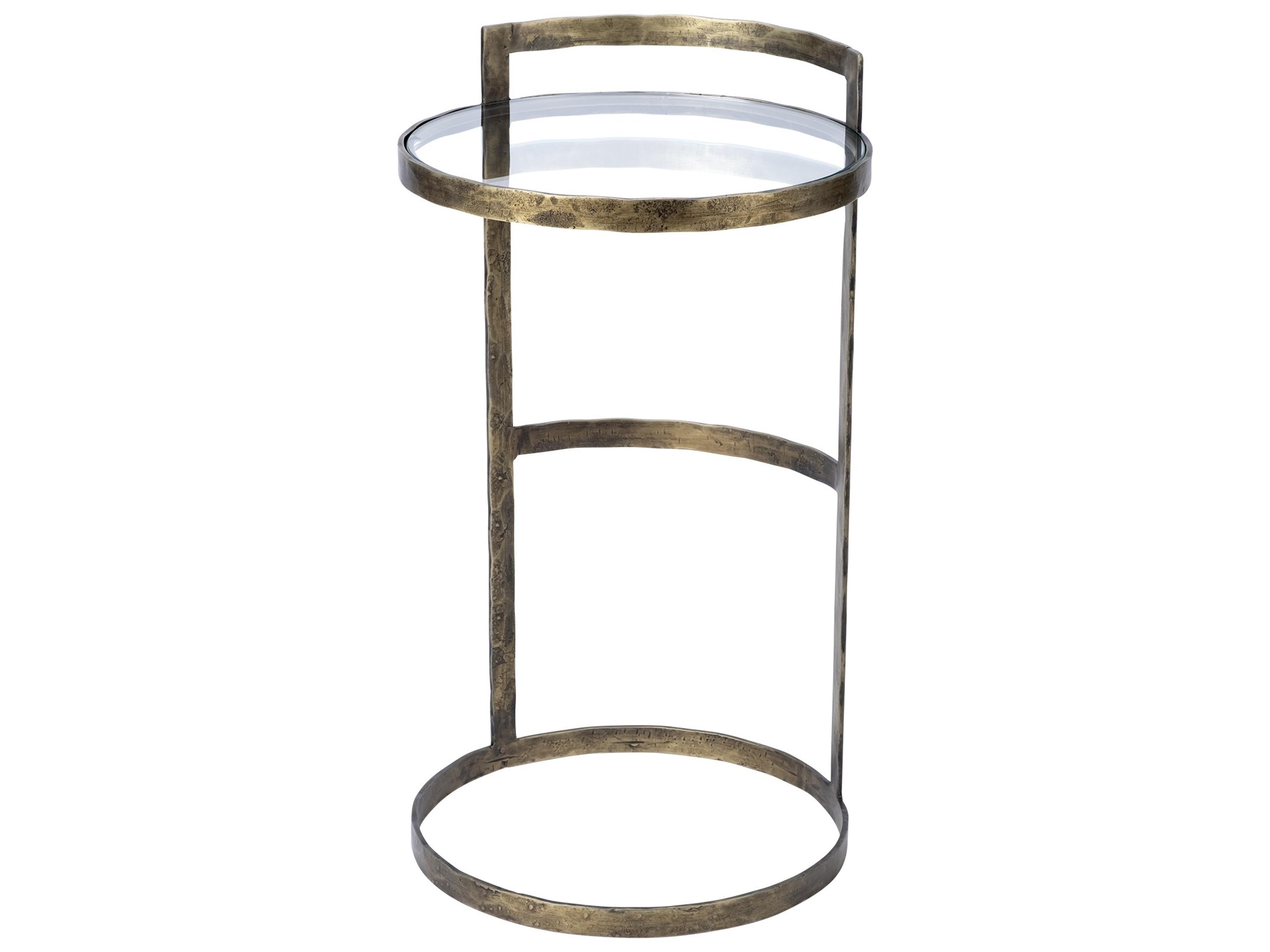 Mercana Reimer 15L x 15W Gold Round Glass Top W/Metal Frame Accent Table