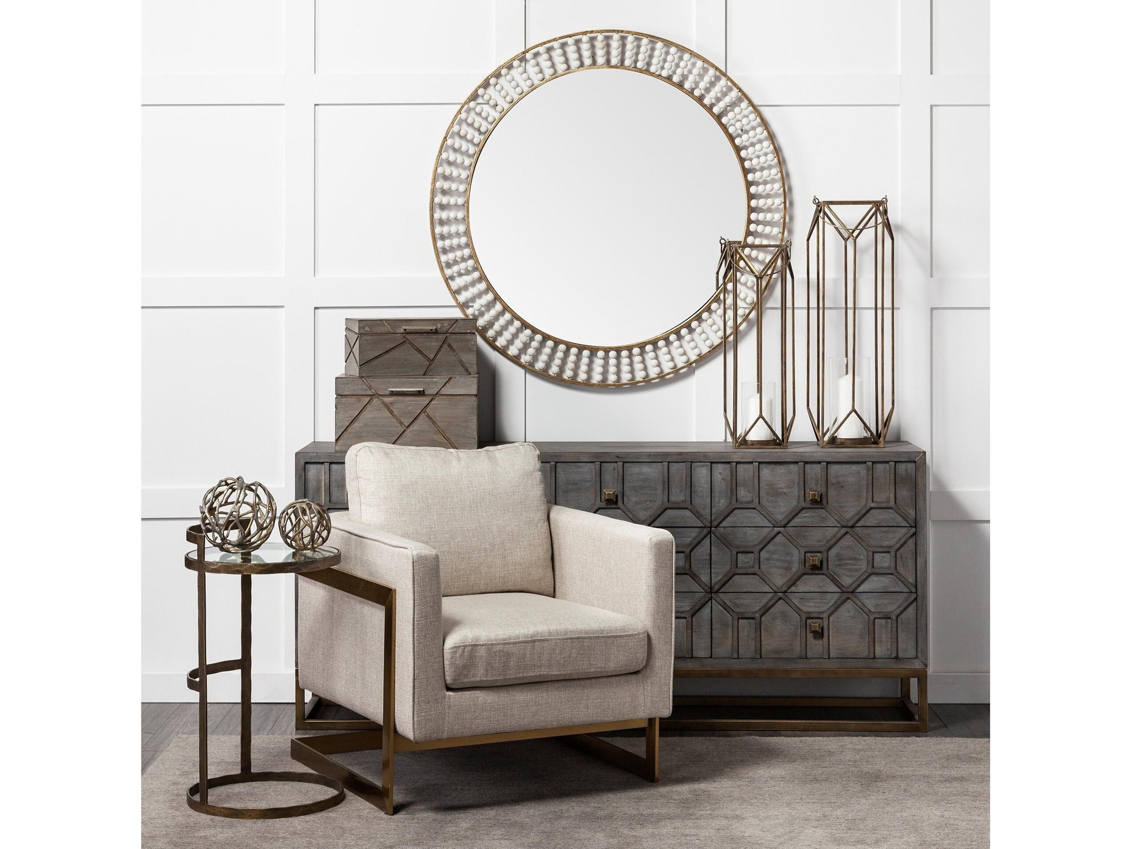 Mercana Reimer 15L x 15W Gold Round Glass Top W/Metal Frame Accent Table