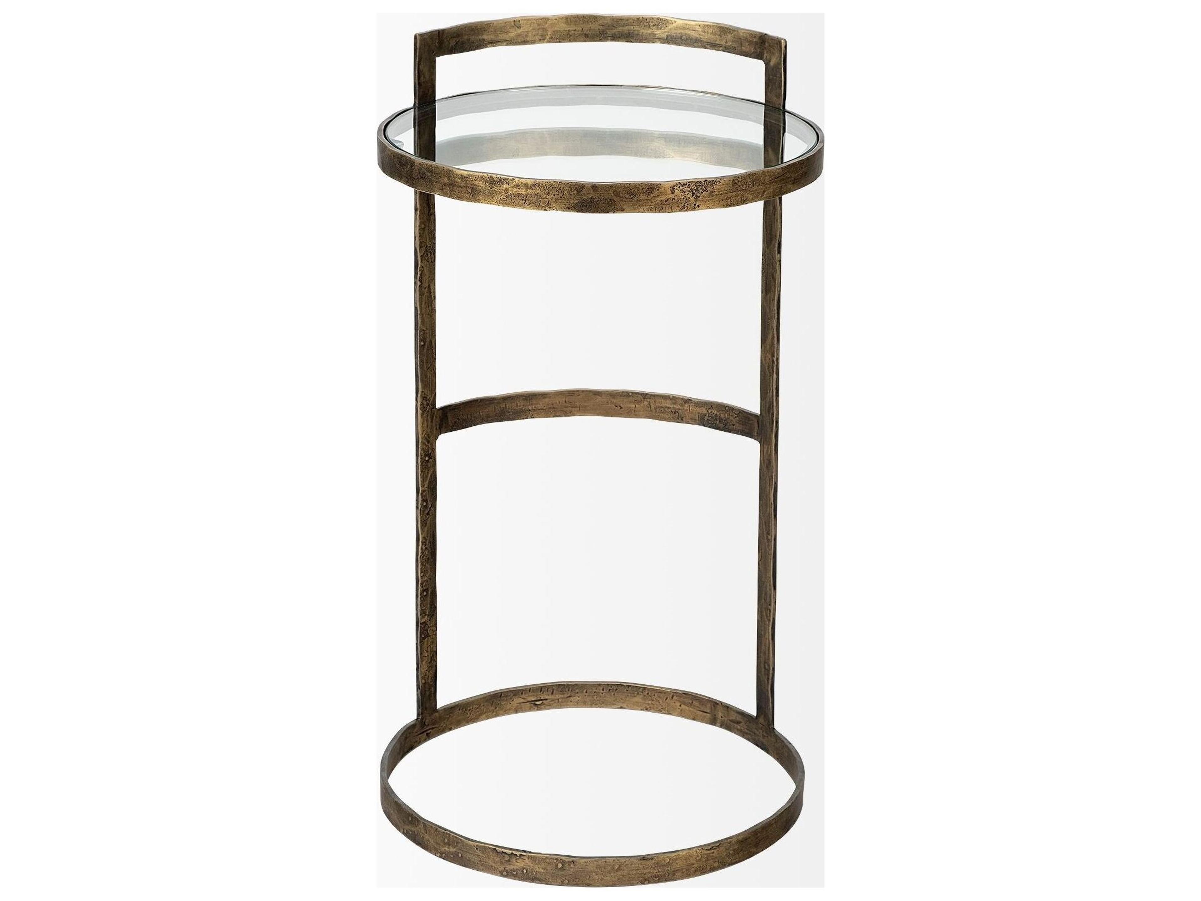 Mercana Reimer 15L x 15W Gold Round Glass Top W/Metal Frame Accent Table