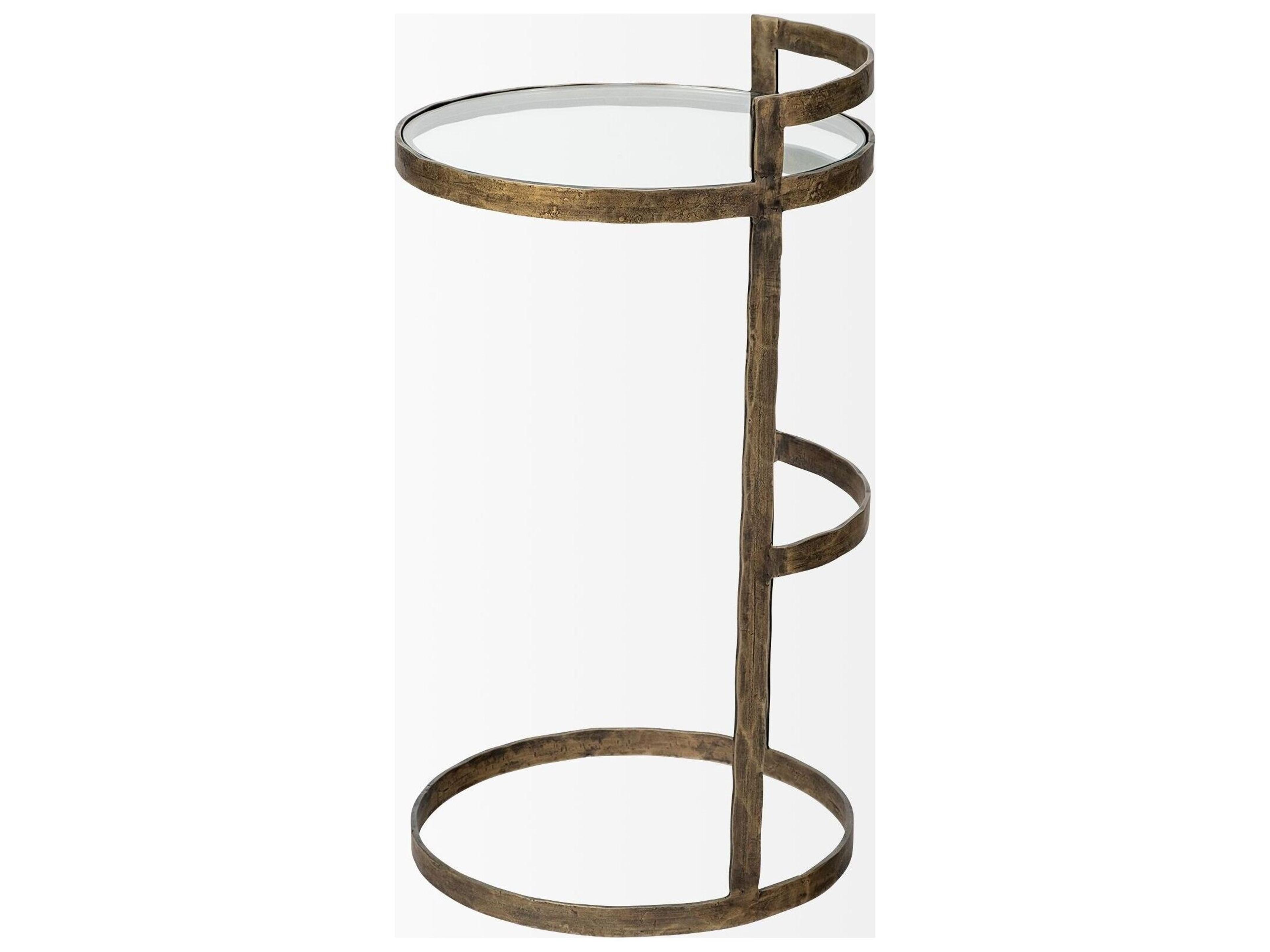 Mercana Reimer 15L x 15W Gold Round Glass Top W/Metal Frame Accent Table