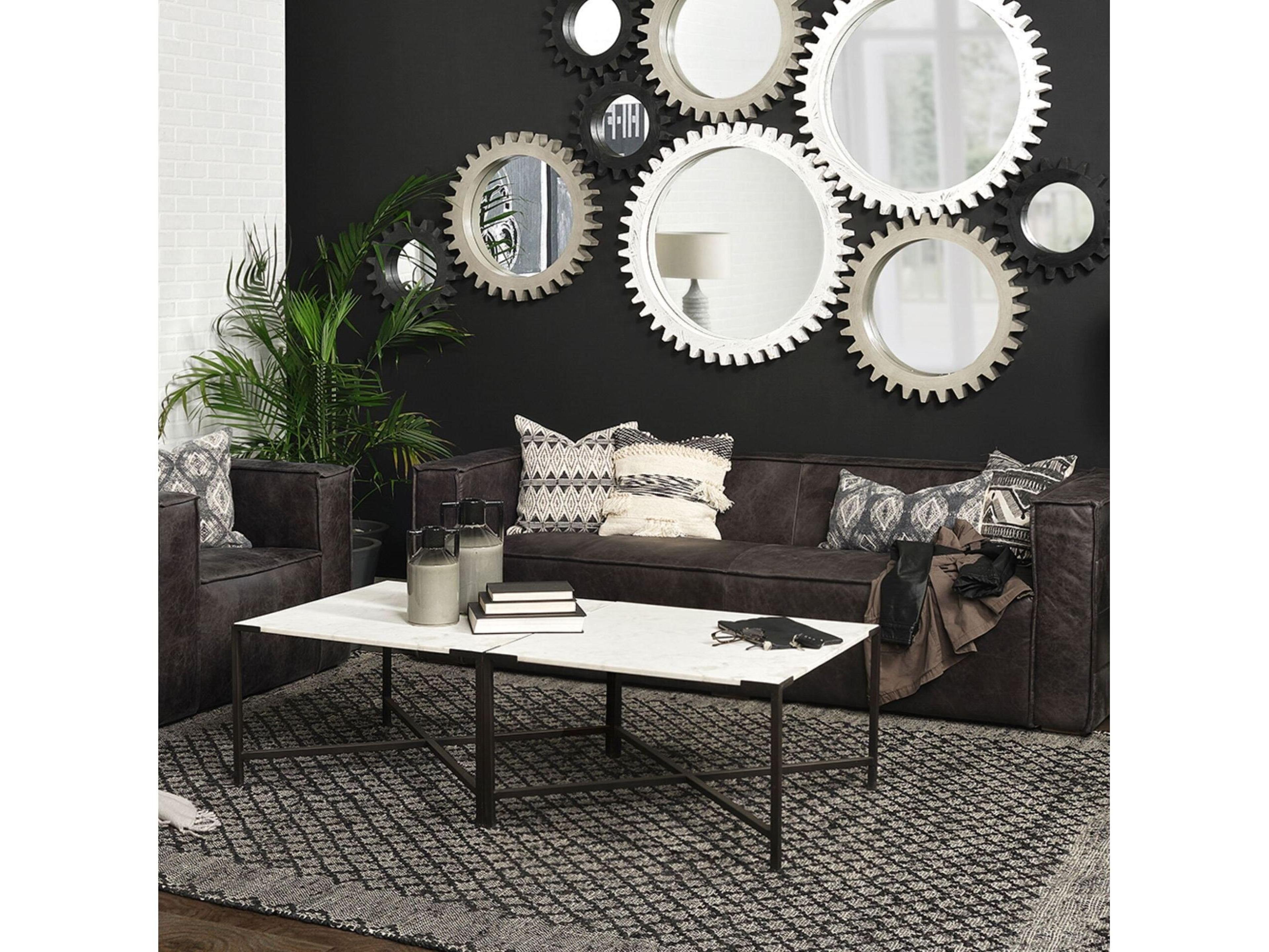 Mercana Lucas 30x30 White Marble Top Black Metal Base Coffee Table