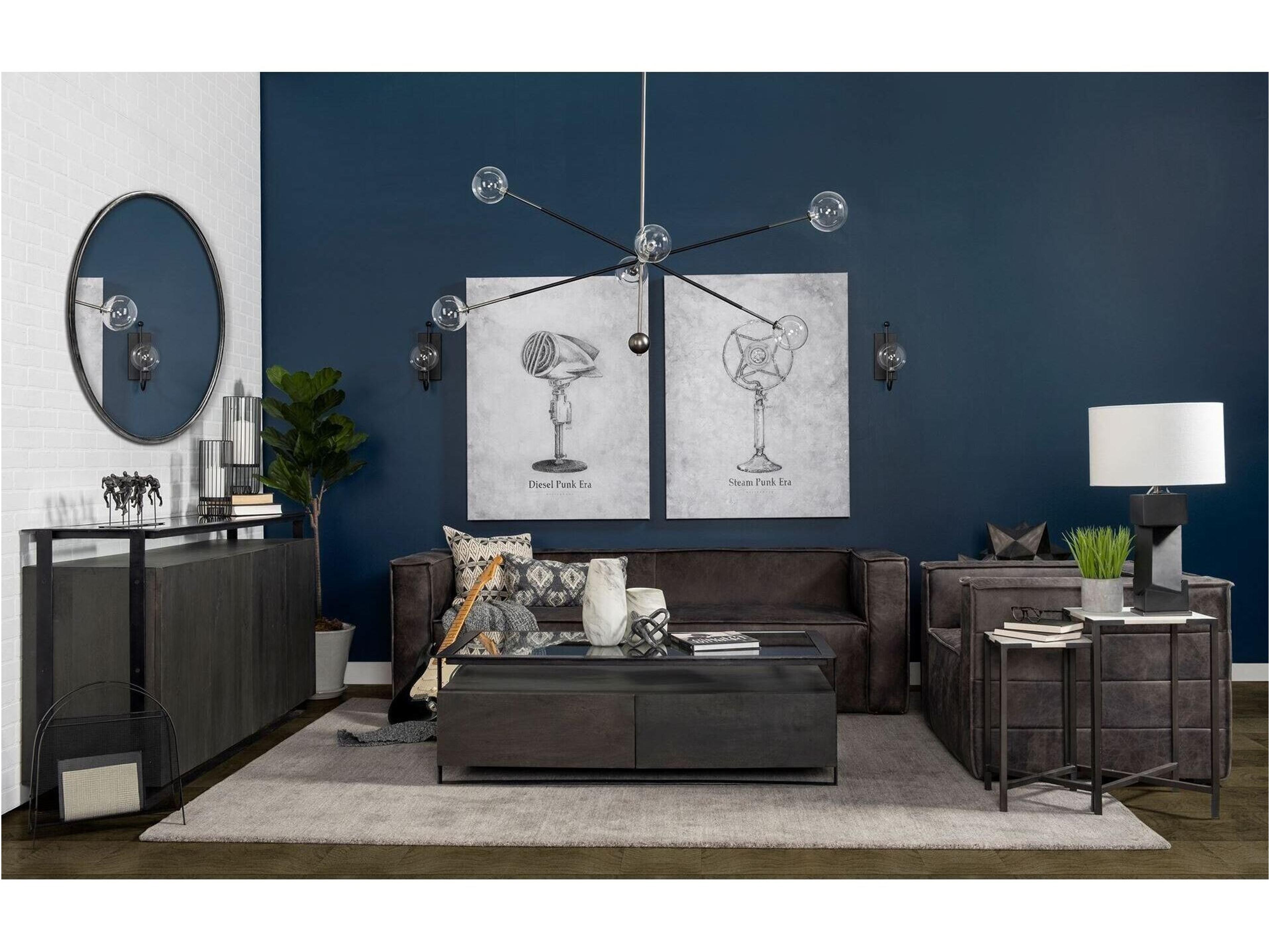 Mercana Lucas III (Set of 2) 15L x 15W; 12L x 12W White Marble W/Black Iron Frame Accent Tables