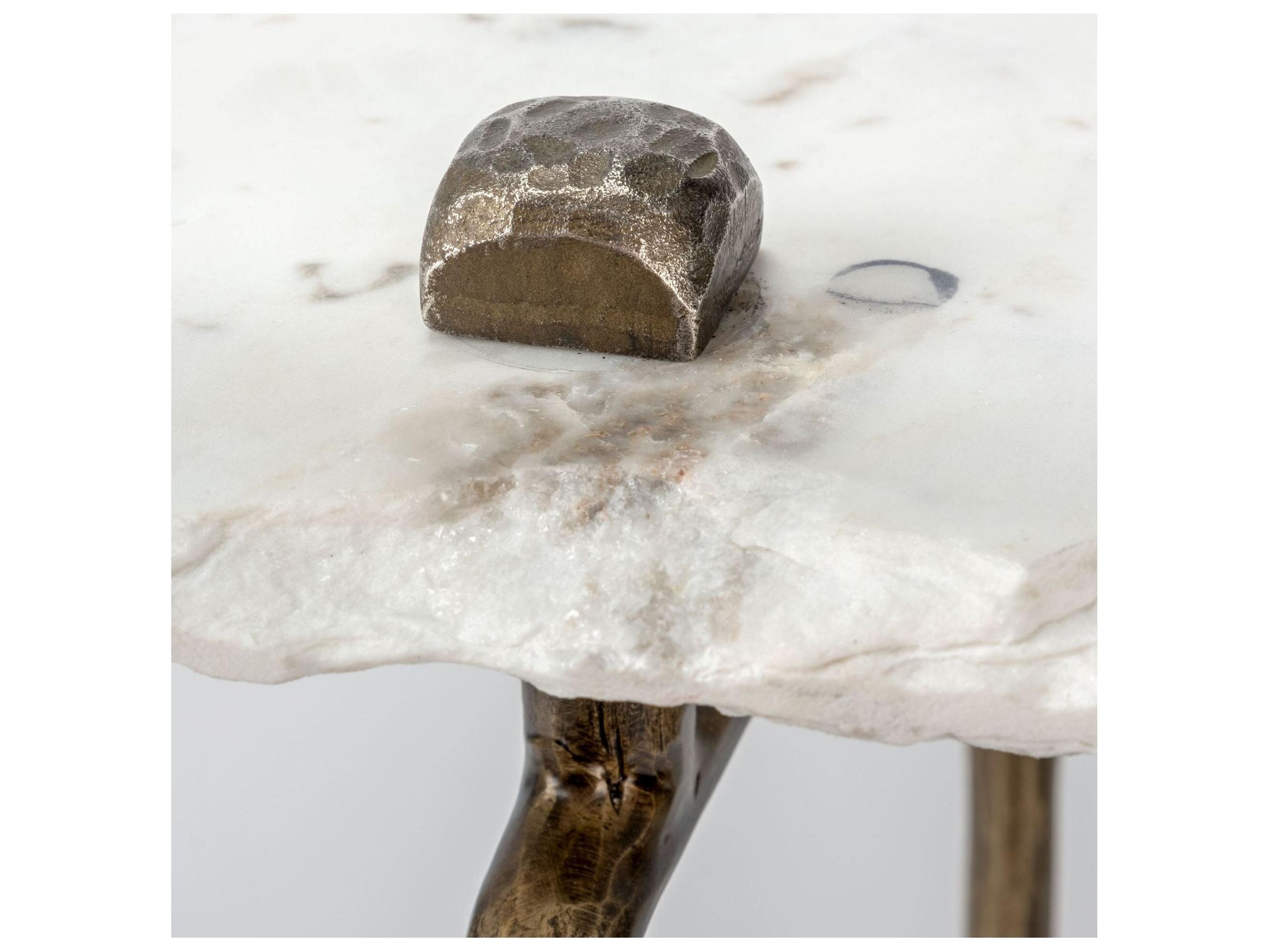 Mercana Pinera III 49L x 17W White Marble Top Gold-Toned Iron Base Console Table