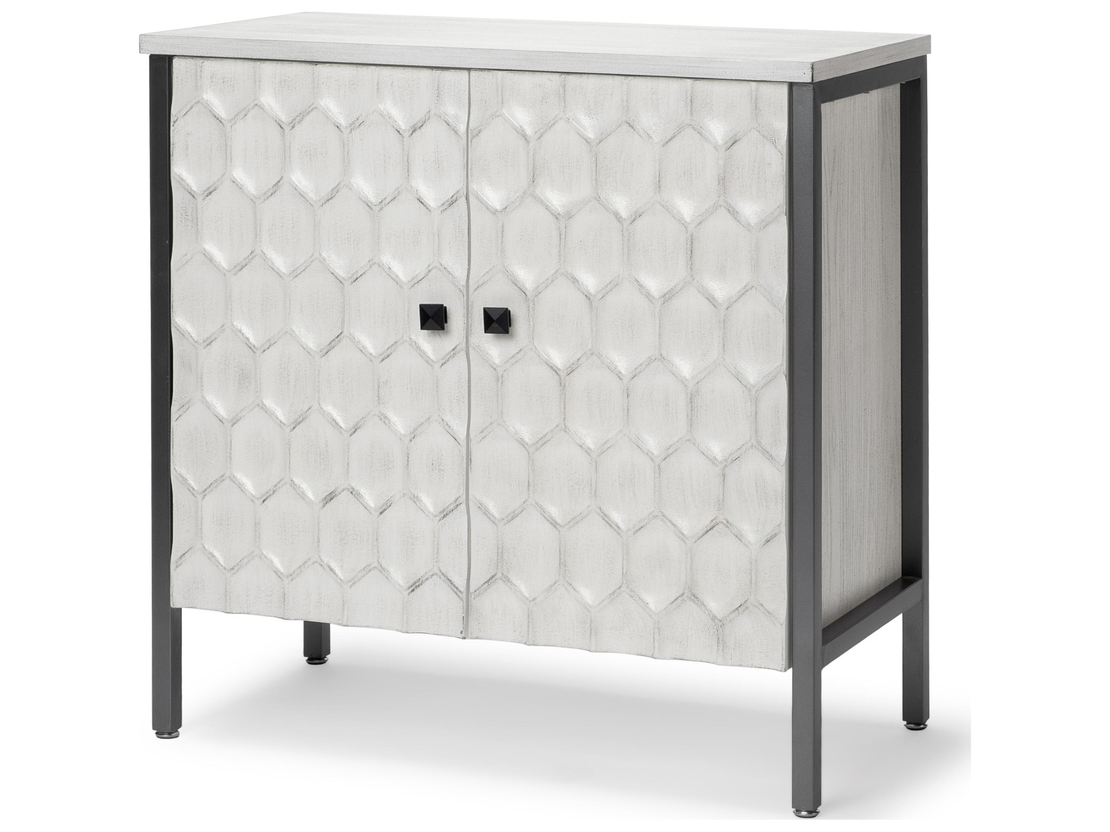 Savannah White Fir Veneer w/ Gray Metal 2-Door Accent Cabinet