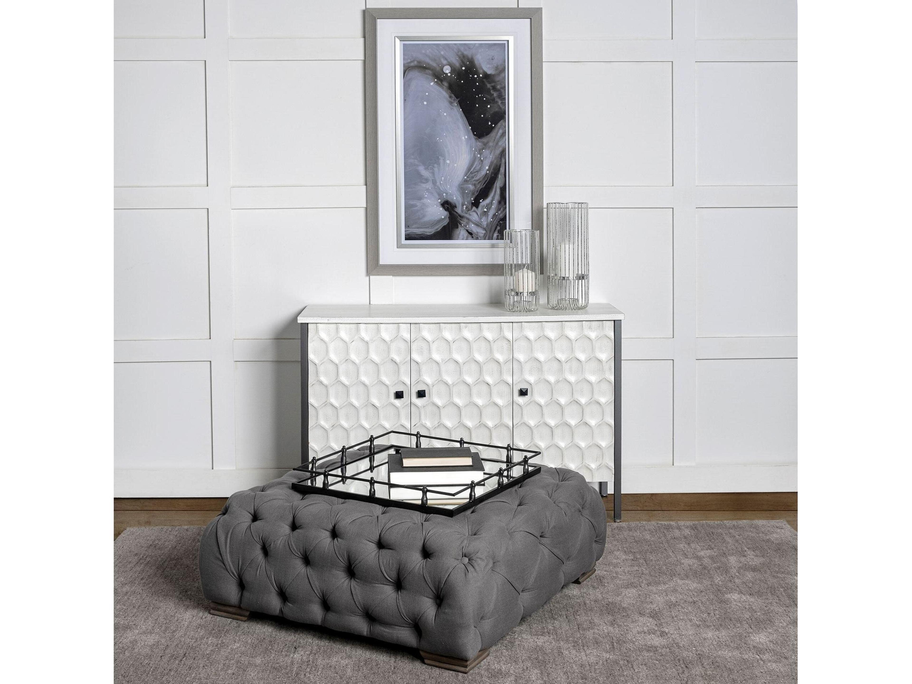 Mercana Savannah White Fir Veneer w/ Gray Metal 2-Door Accent Cabinet