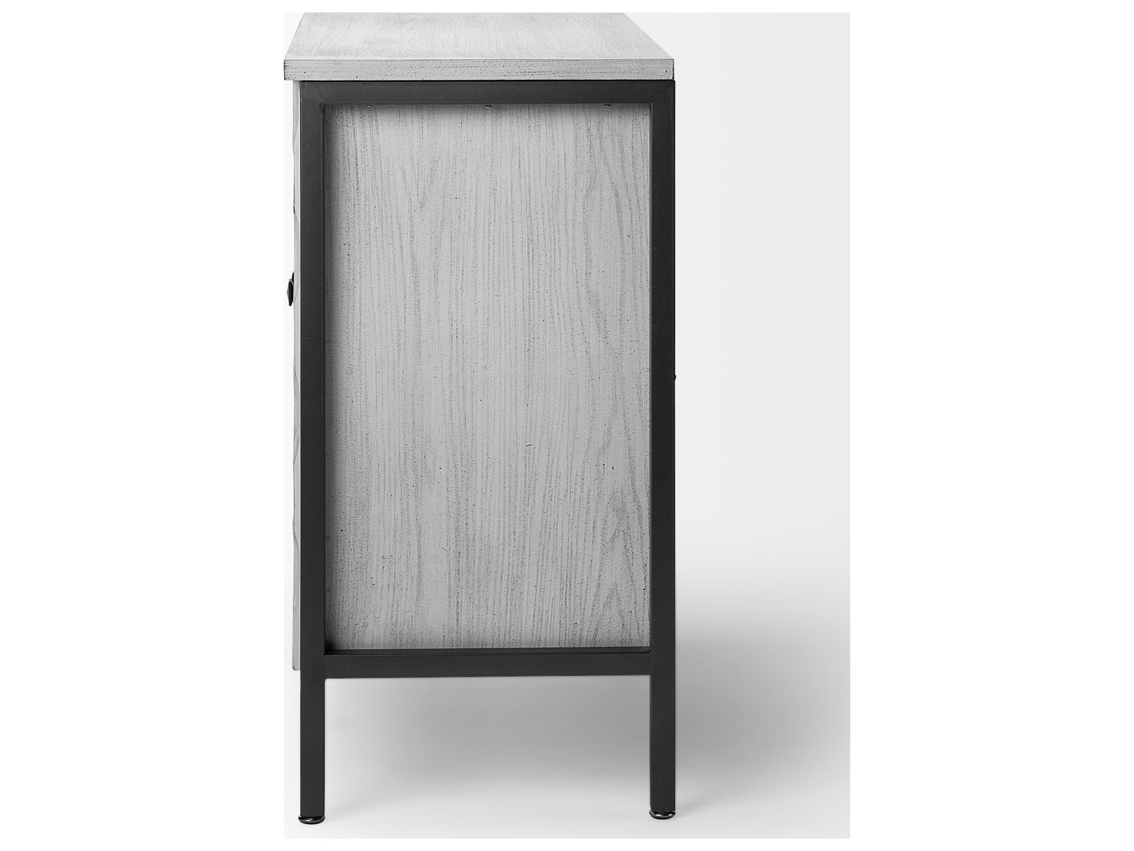 Mercana Savannah White Fir Veneer w/ Gray Metal 2-Door Accent Cabinet