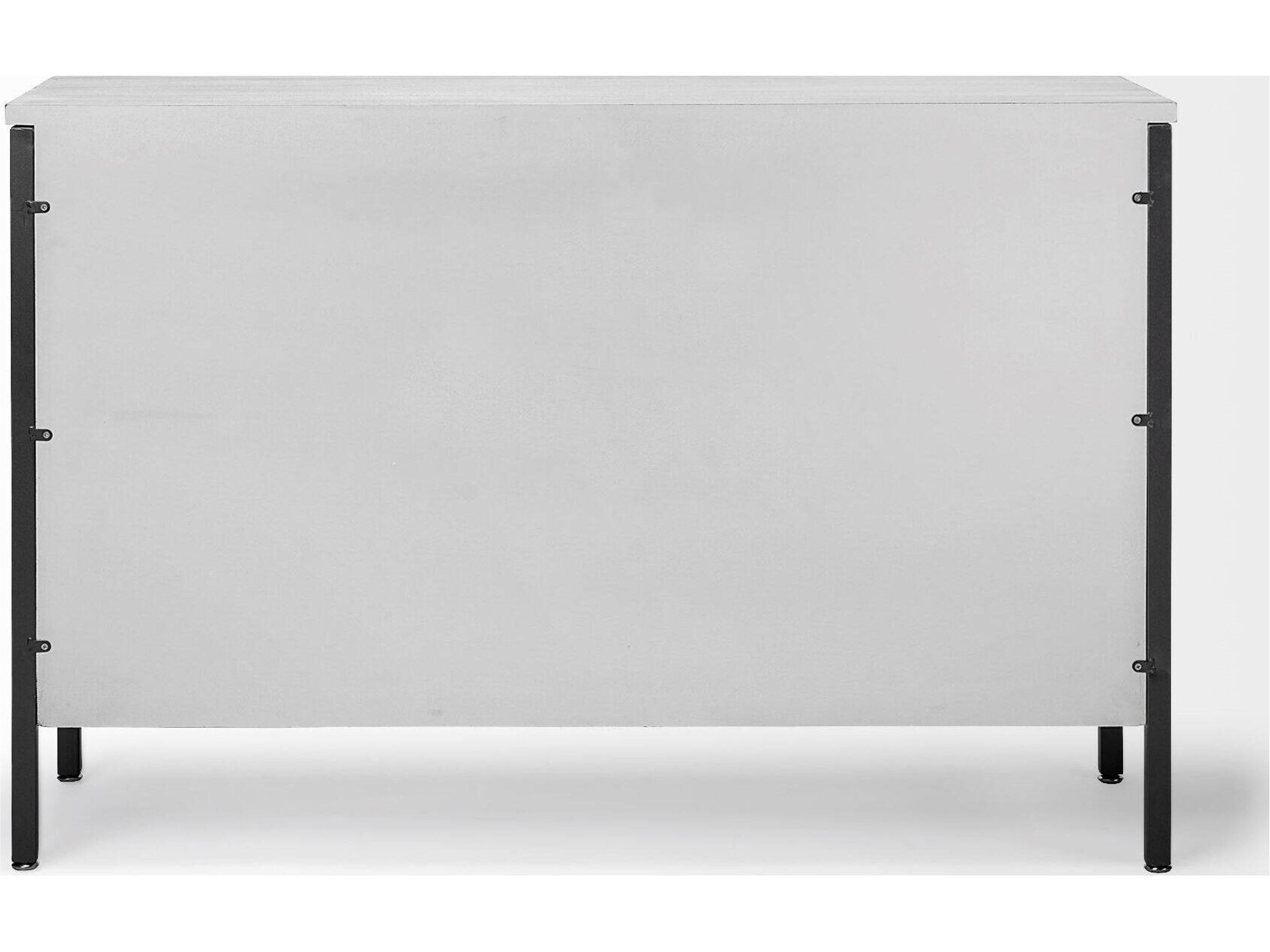 Mercana Savannah White Fir Veneer & Gray Metal 3-Door Accent Cabinet