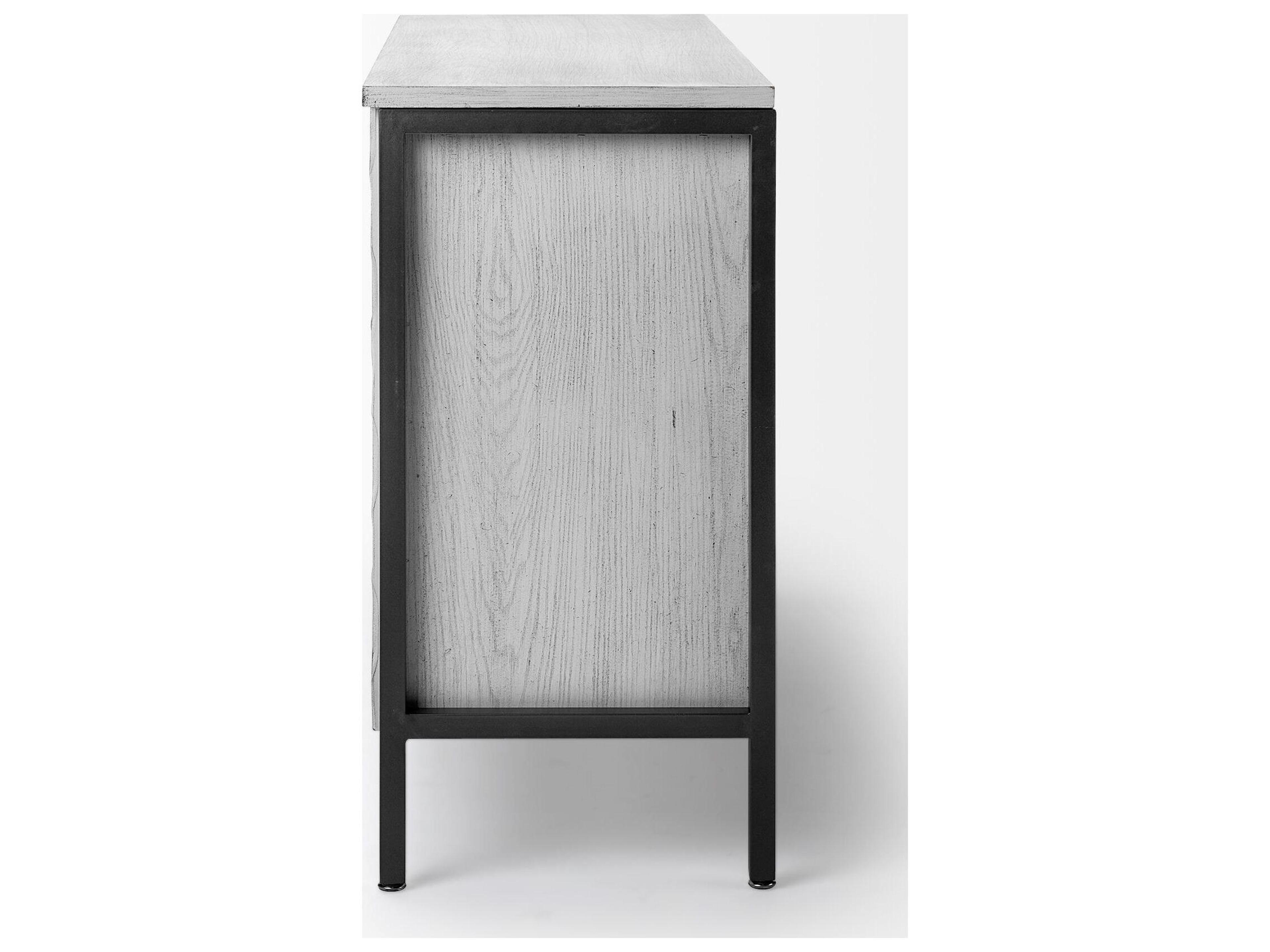 Mercana Savannah White Fir Veneer & Gray Metal 3-Door Accent Cabinet