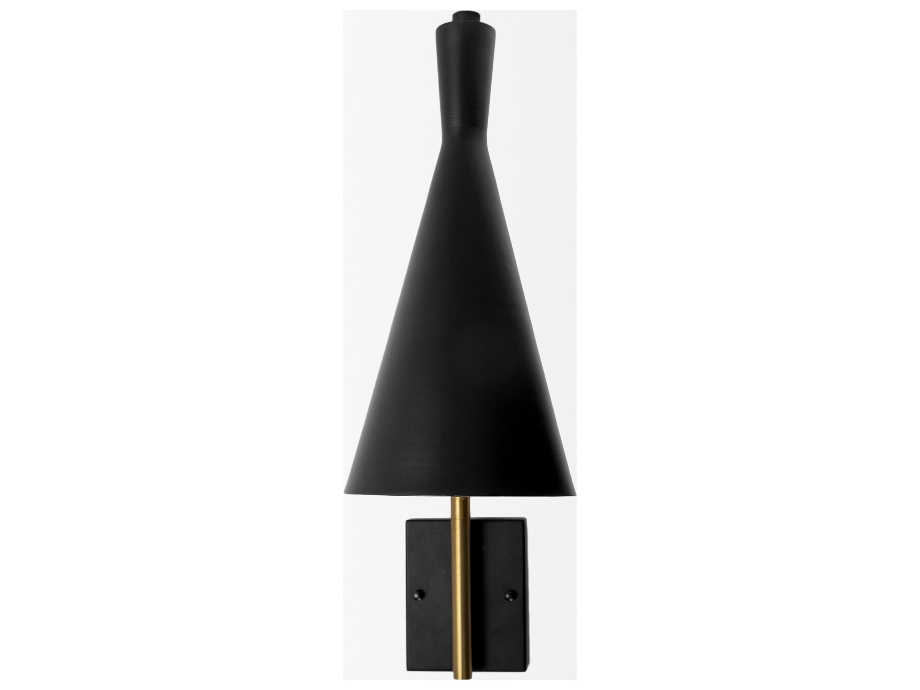 Mercana Tremont I 23"L x 5.25"W x 17.5"H Black/Gold Metal Conical Shade Wall Sconce