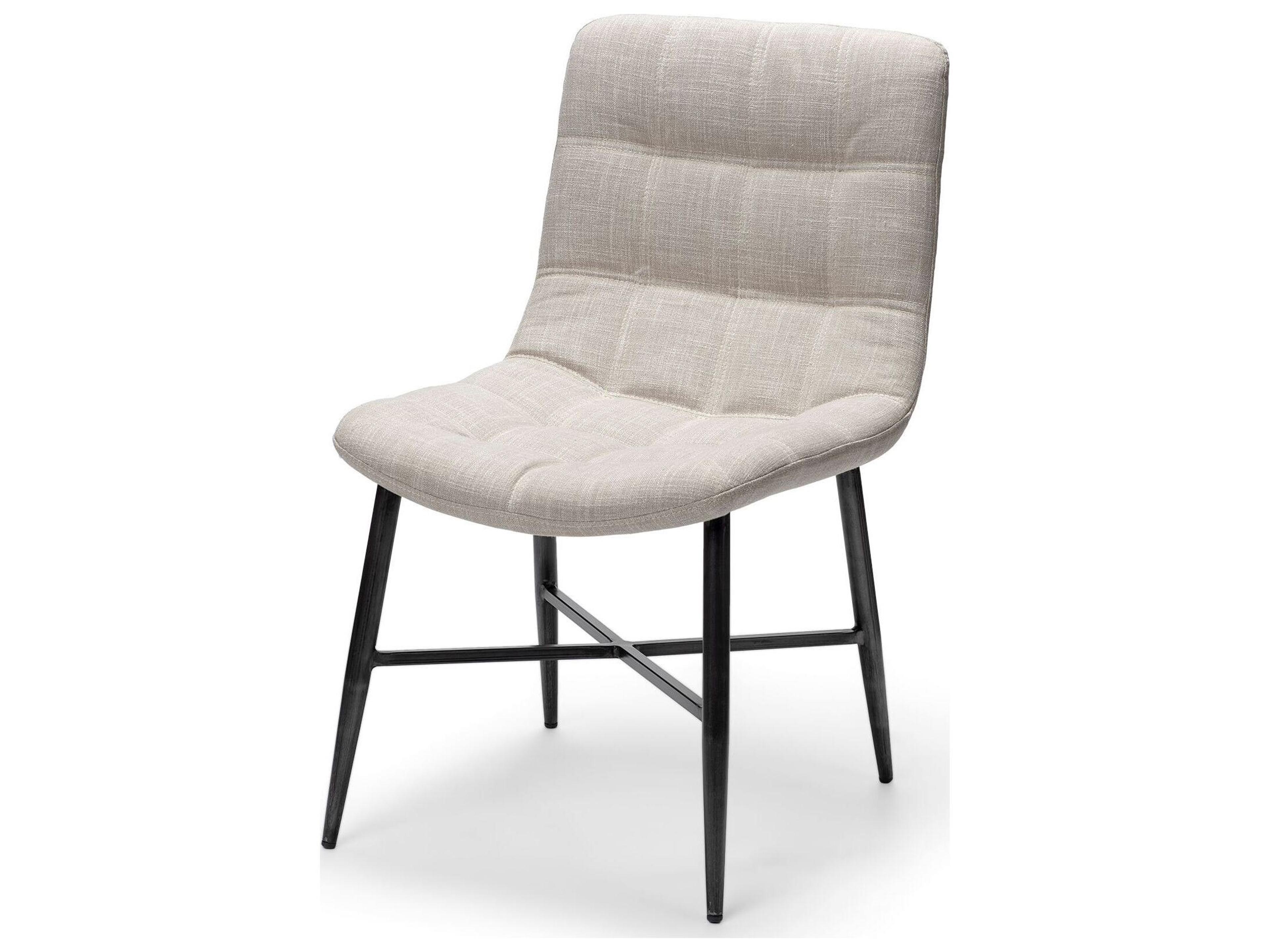 Mercana Barrow I Beige Fabric Wrap Black Metal Frame Dining Chair
