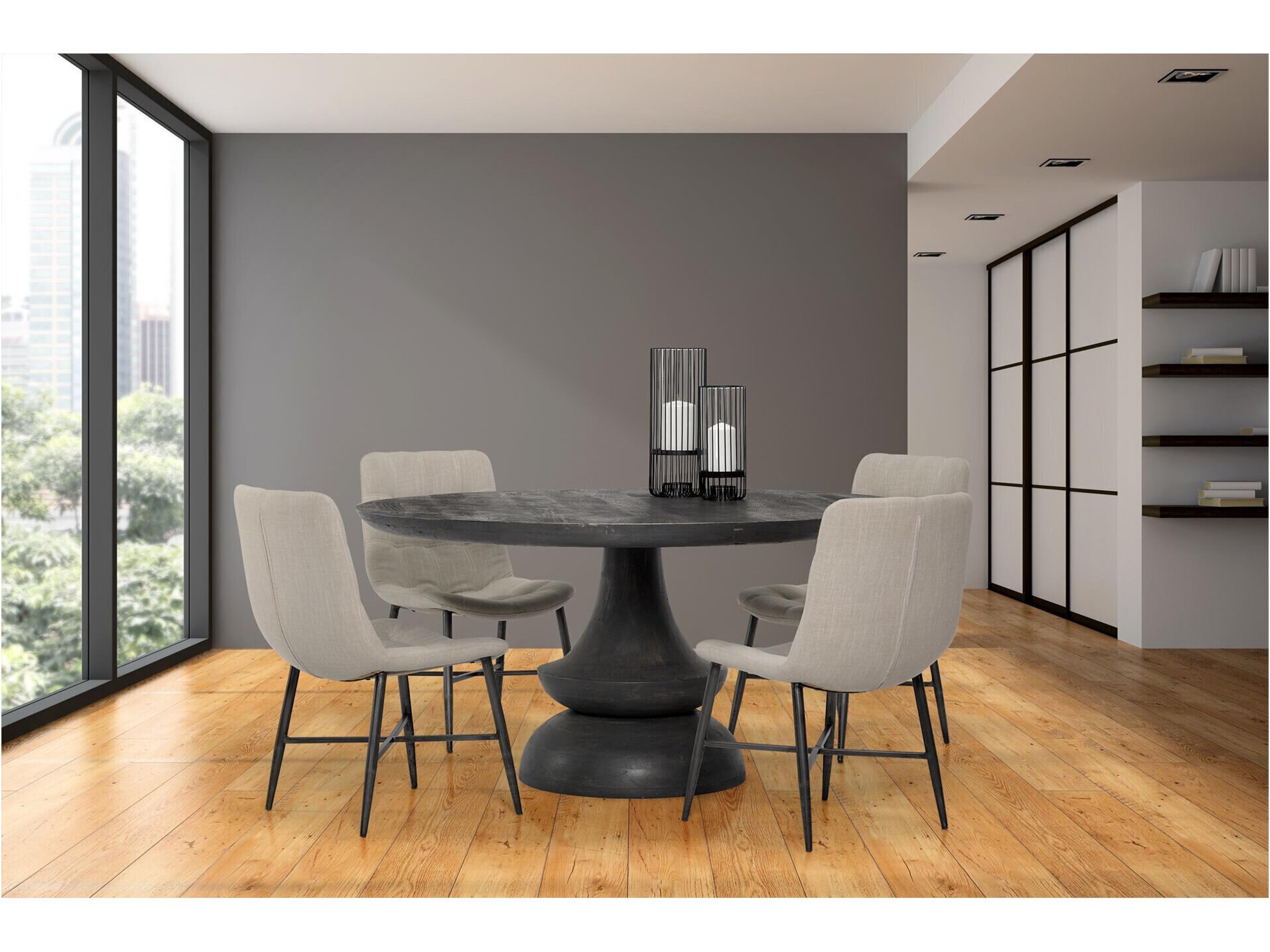 Mercana Barrow I Beige Fabric Wrap Black Metal Frame Dining Chair