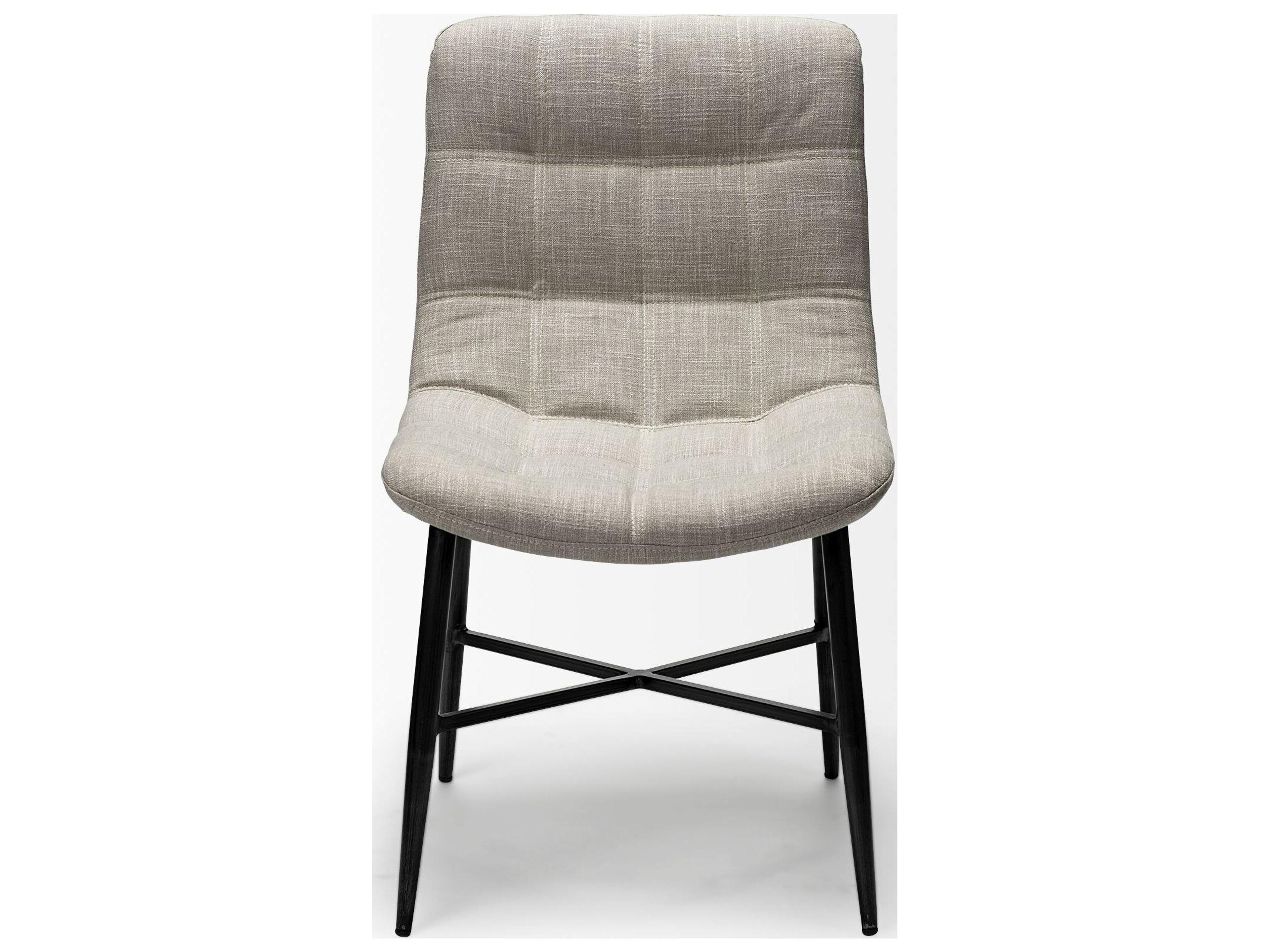 Mercana Barrow I Beige Fabric Wrap Black Metal Frame Dining Chair