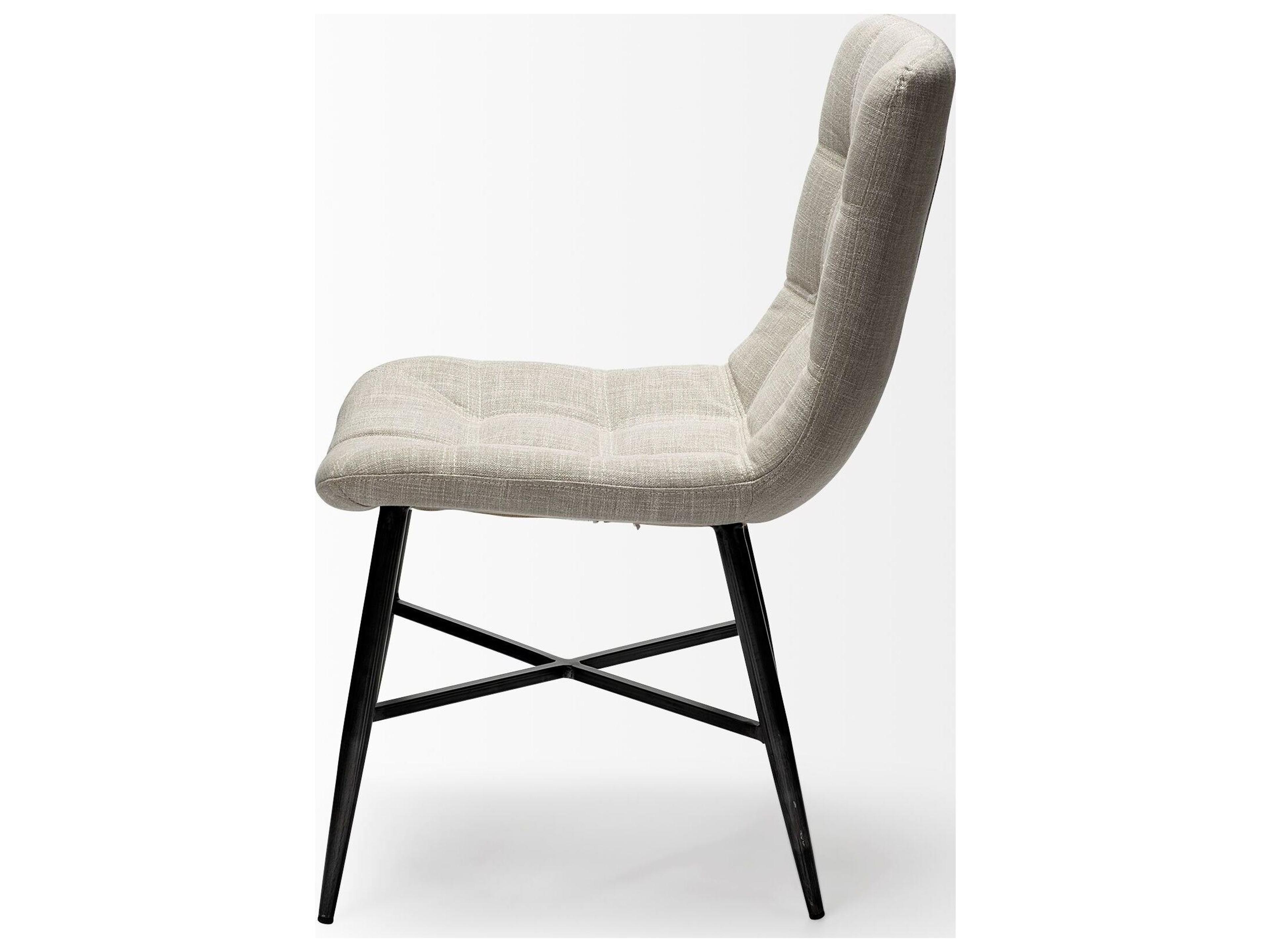 Mercana Barrow I Beige Fabric Wrap Black Metal Frame Dining Chair