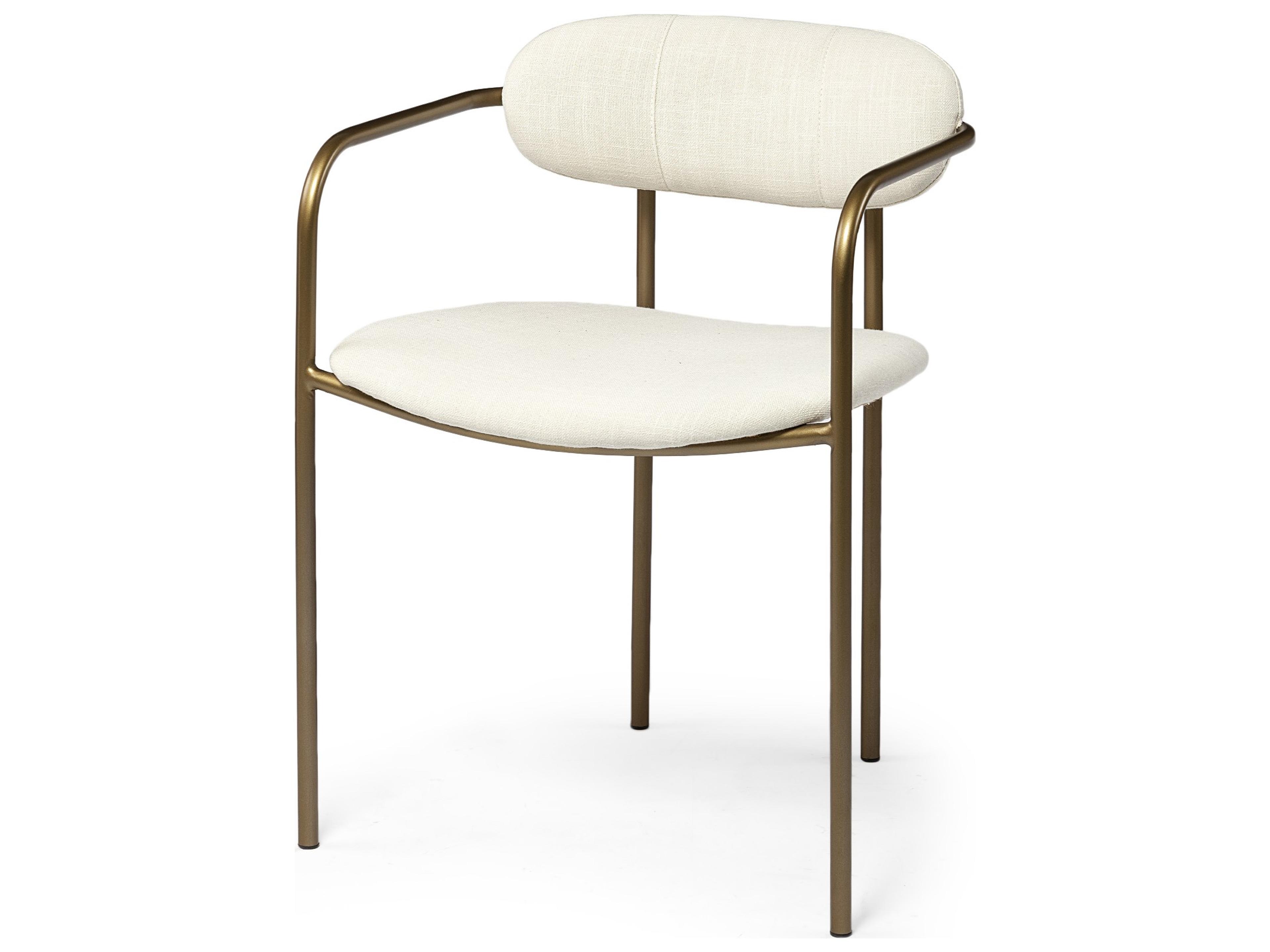 Parker I Cream Fabric Seat Gold Metal Frame Dining Chair