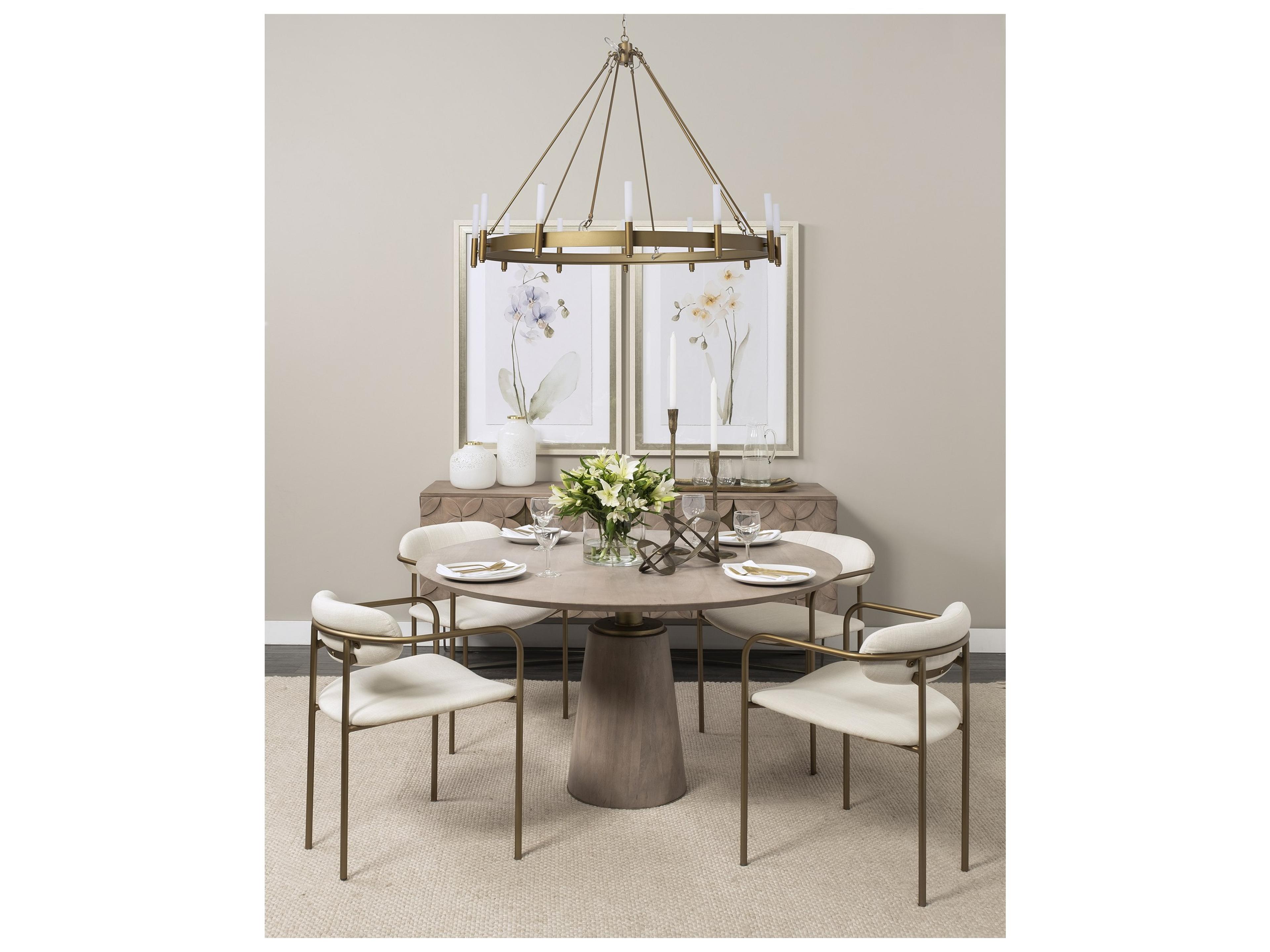 Mercana Parker I Cream Fabric Seat Gold Metal Frame Dining Chair