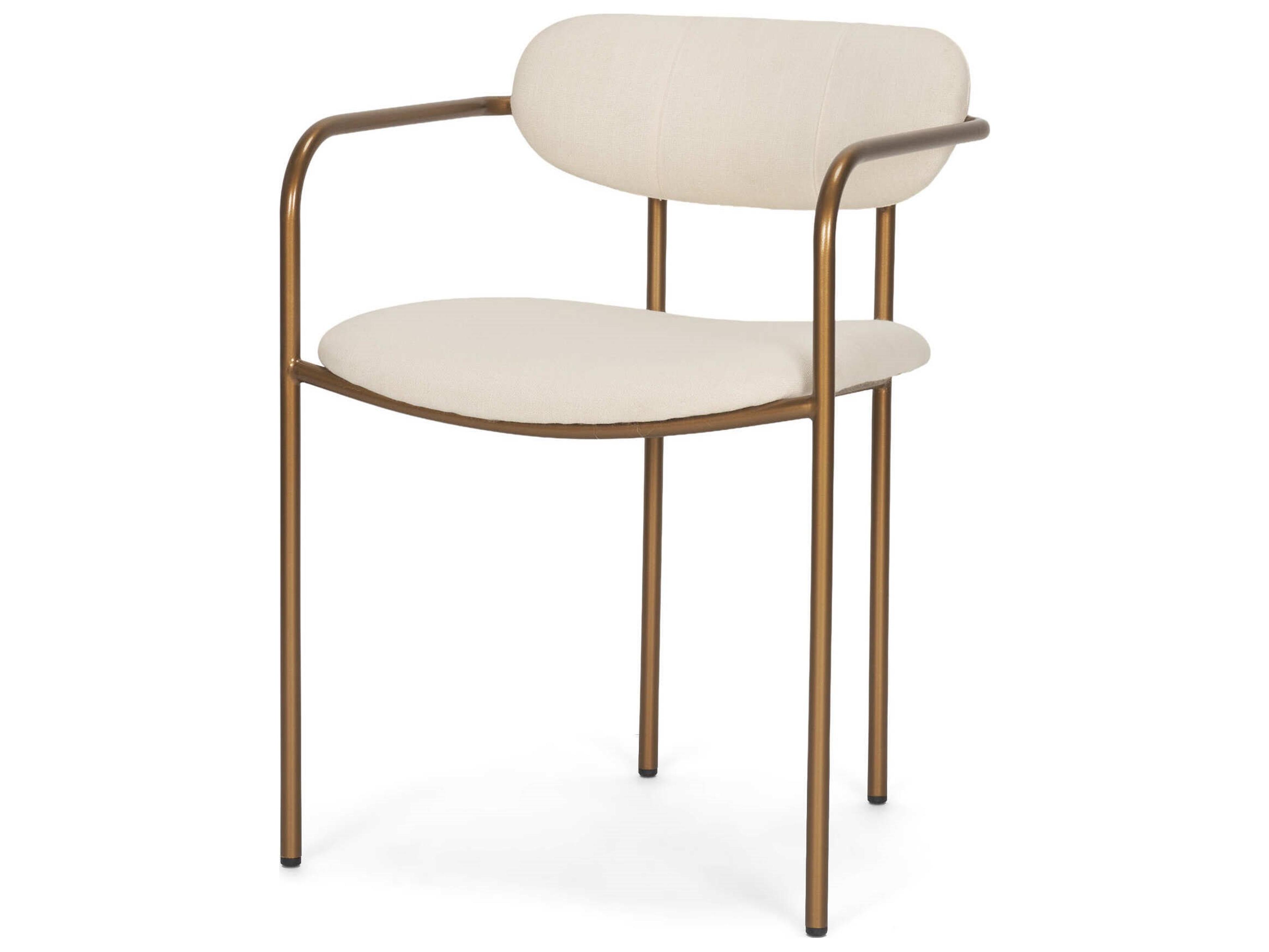 Parker I Cream Fabric Seat Gold Metal Frame Dining Chair