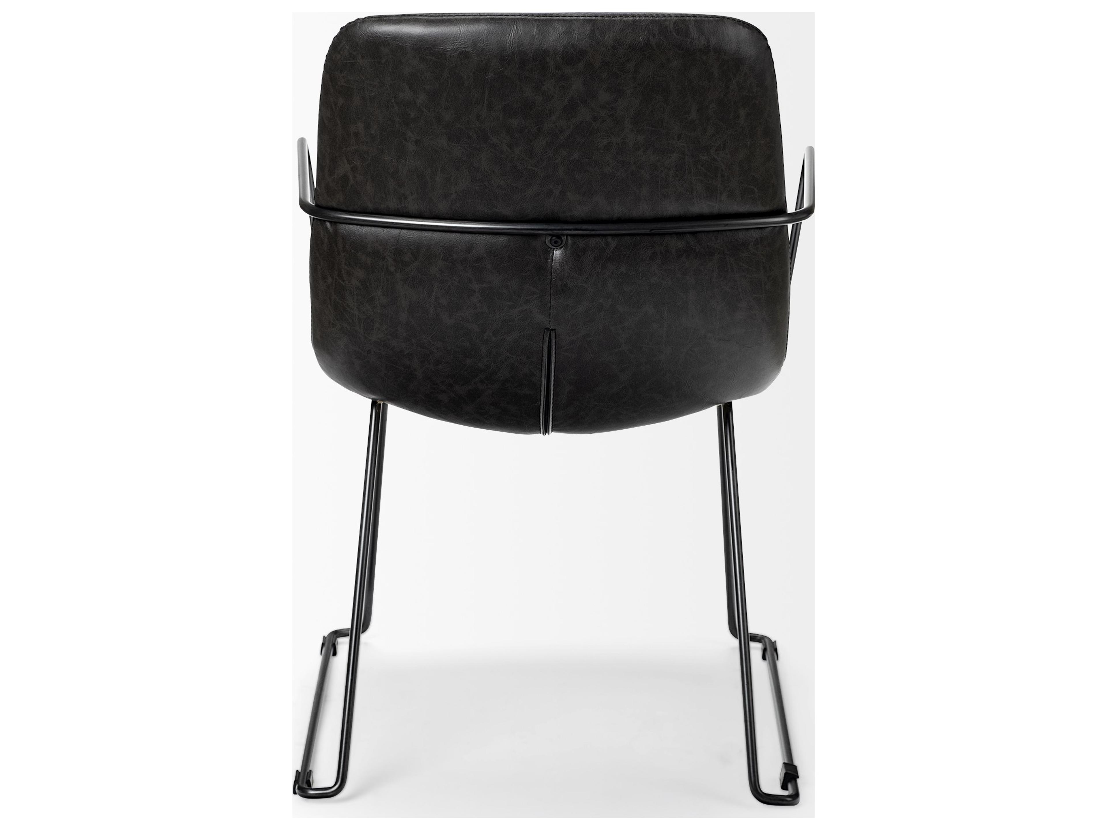 Mercana Sawyer II Black Faux-Leather Seat Black Iron Frame Dining Chair