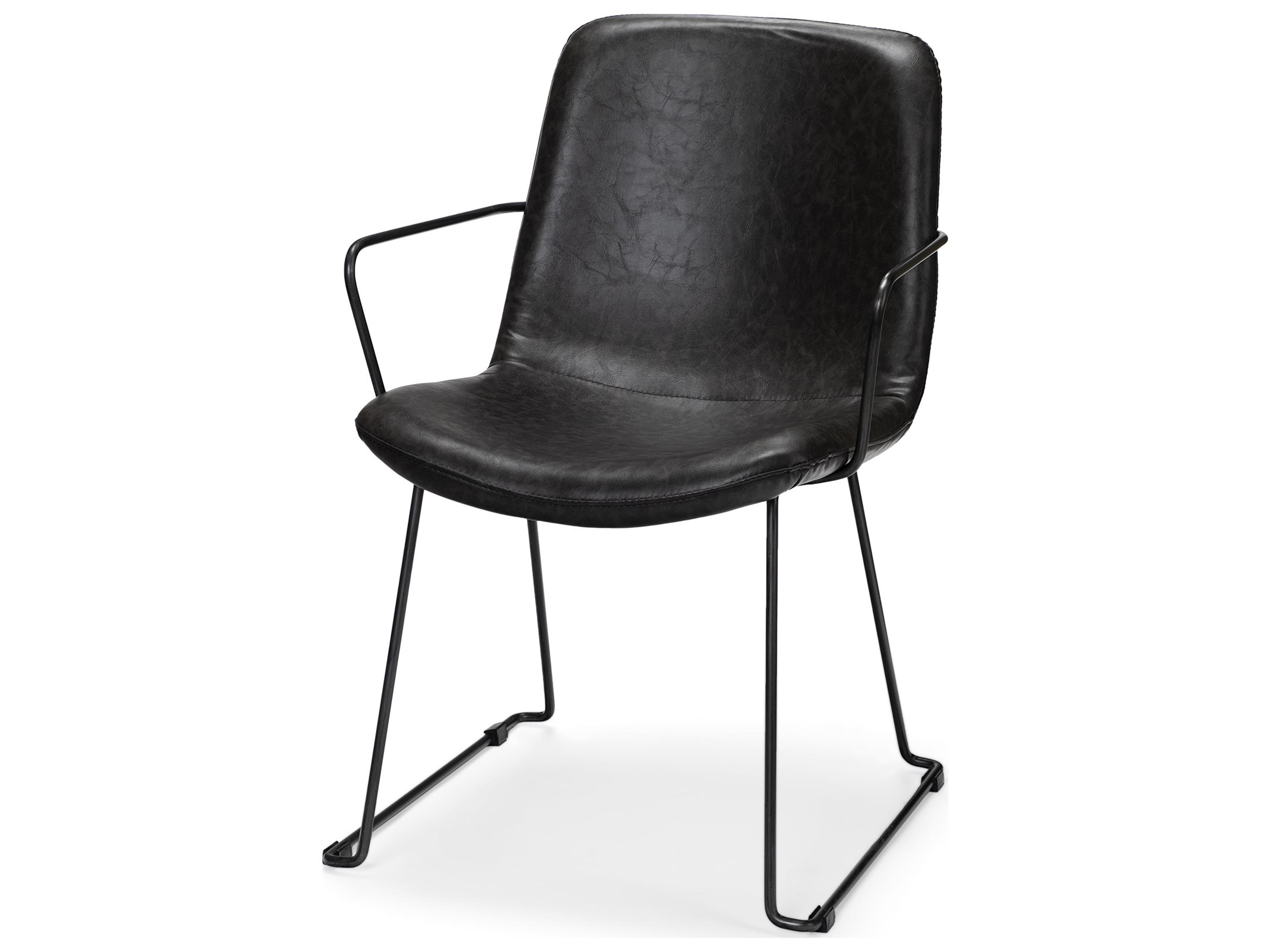 Sawyer II Black Faux-Leather Seat Black Iron Frame Dining Chair