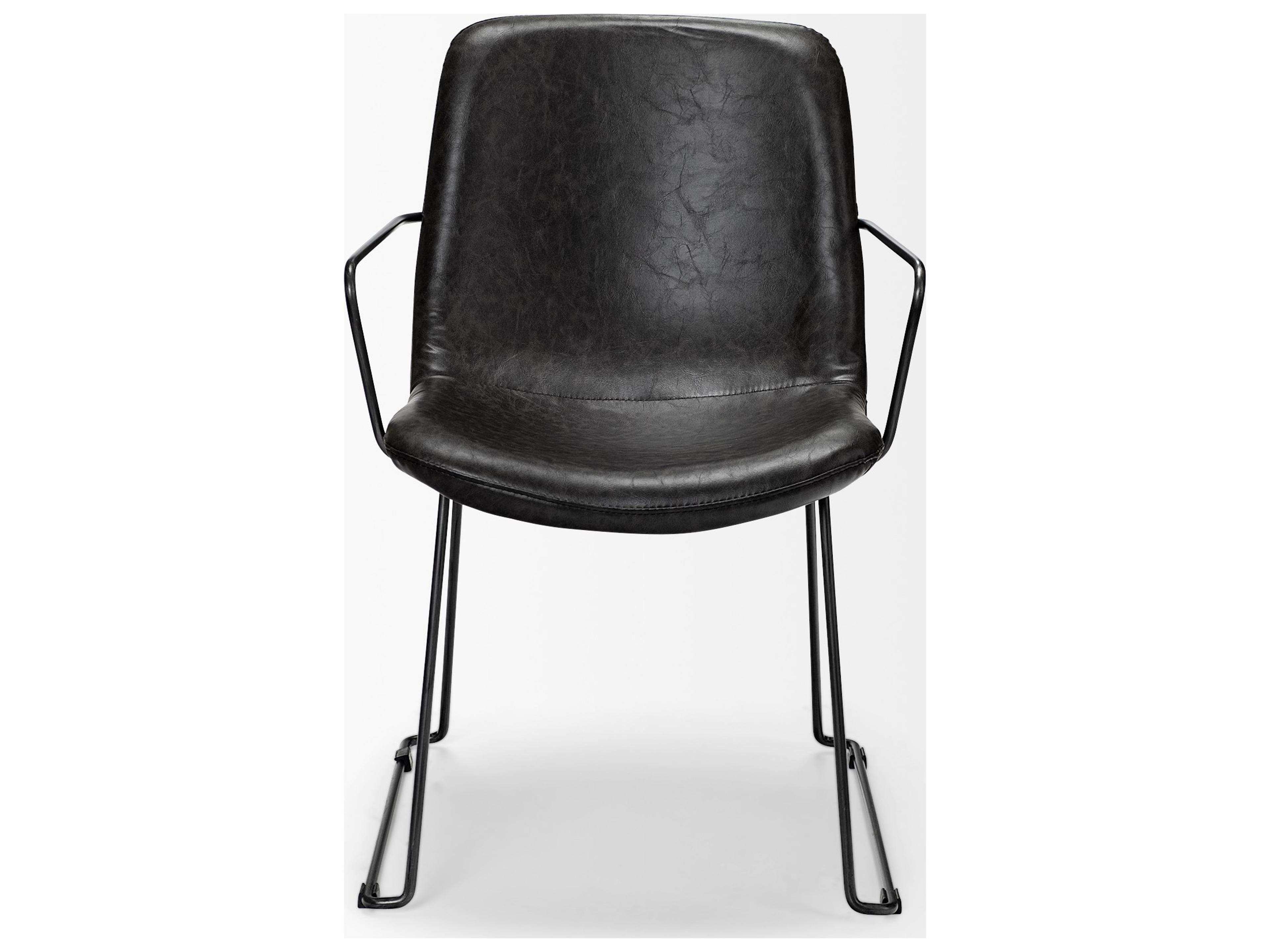 Mercana Sawyer II Black Faux-Leather Seat Black Iron Frame Dining Chair