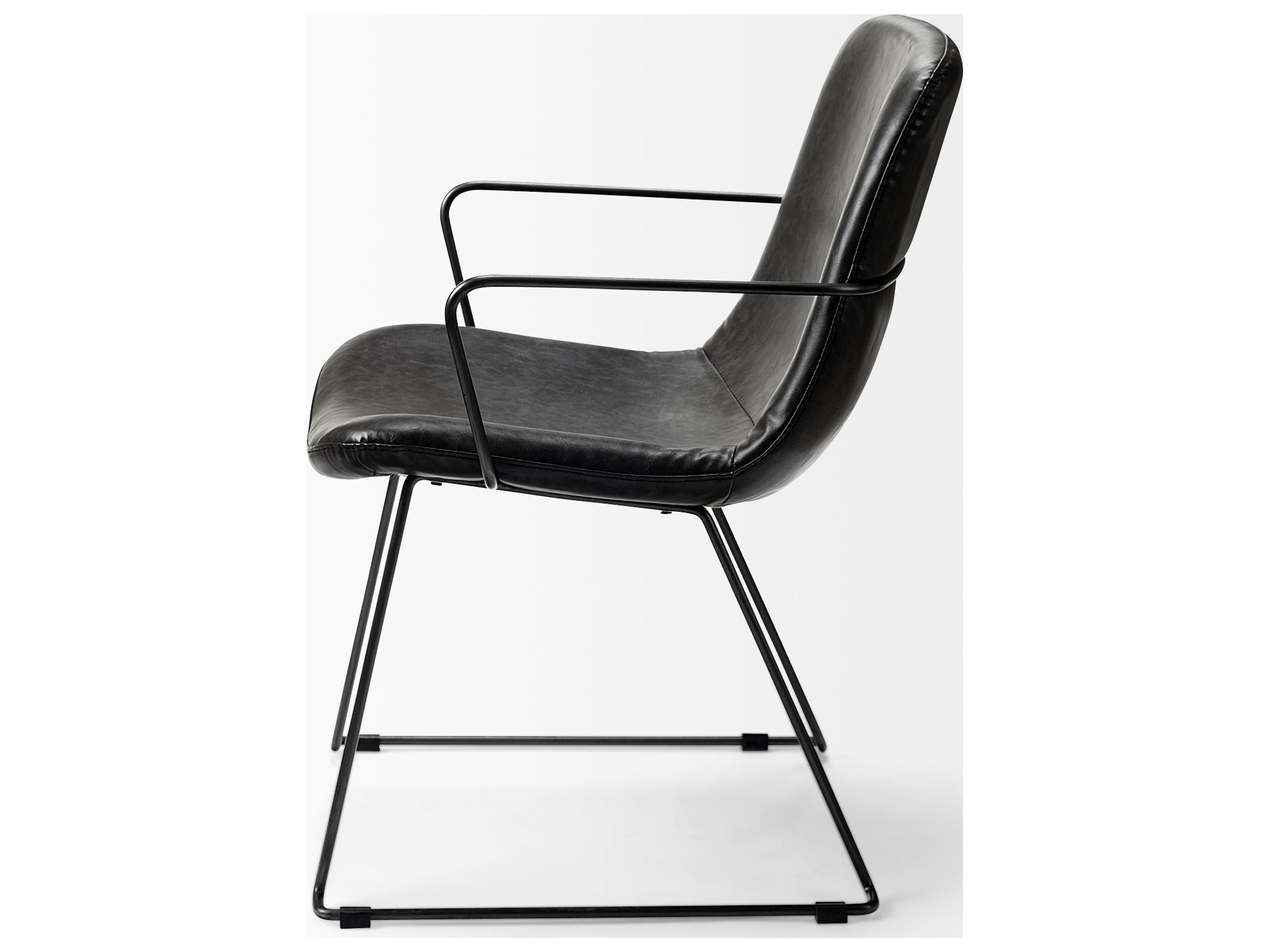 Mercana Sawyer II Black Faux-Leather Seat Black Iron Frame Dining Chair