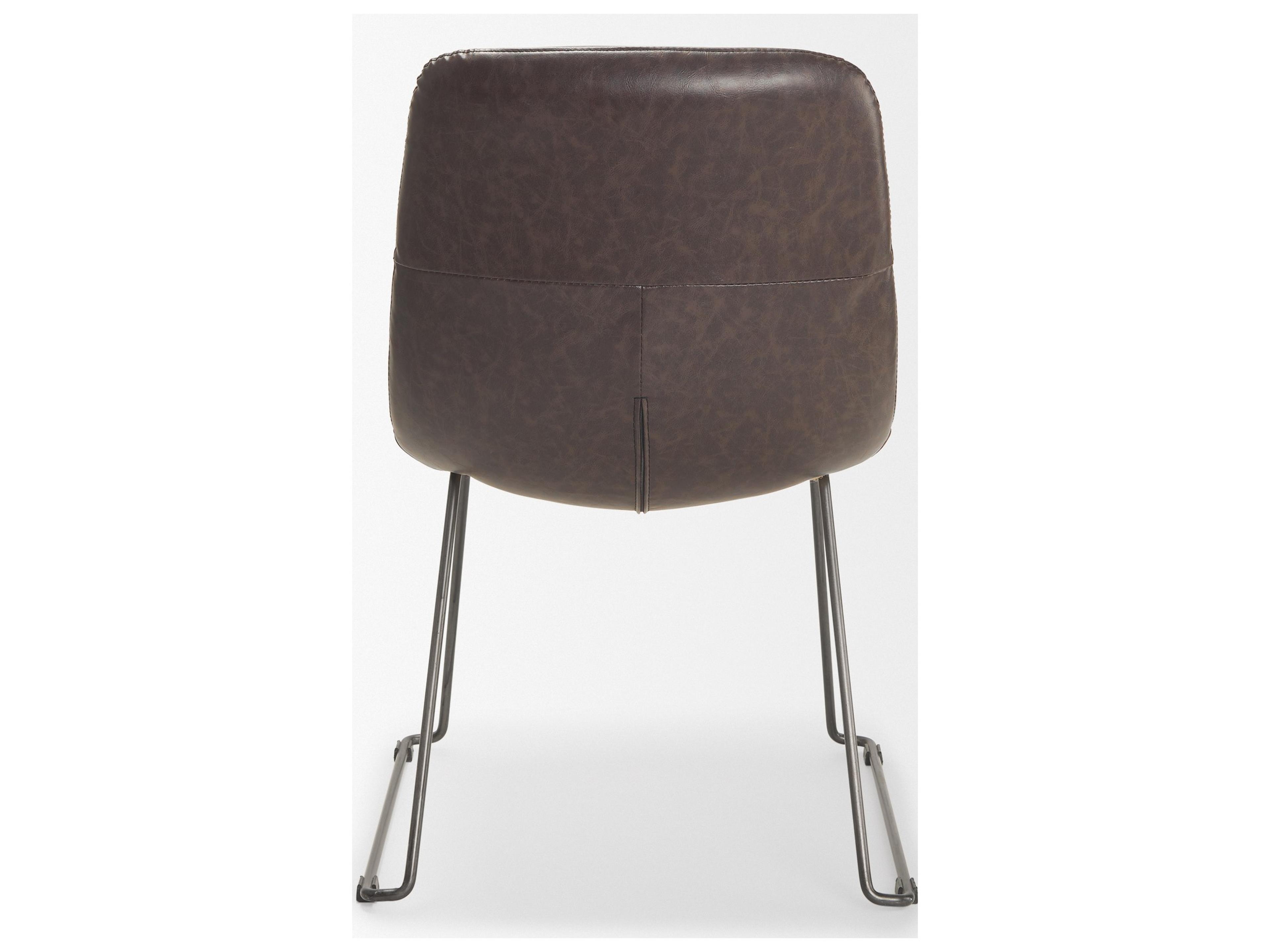 Mercana Sawyer I Dark Brown Faux-Leather Seat Black Iron Frame Dining Chair