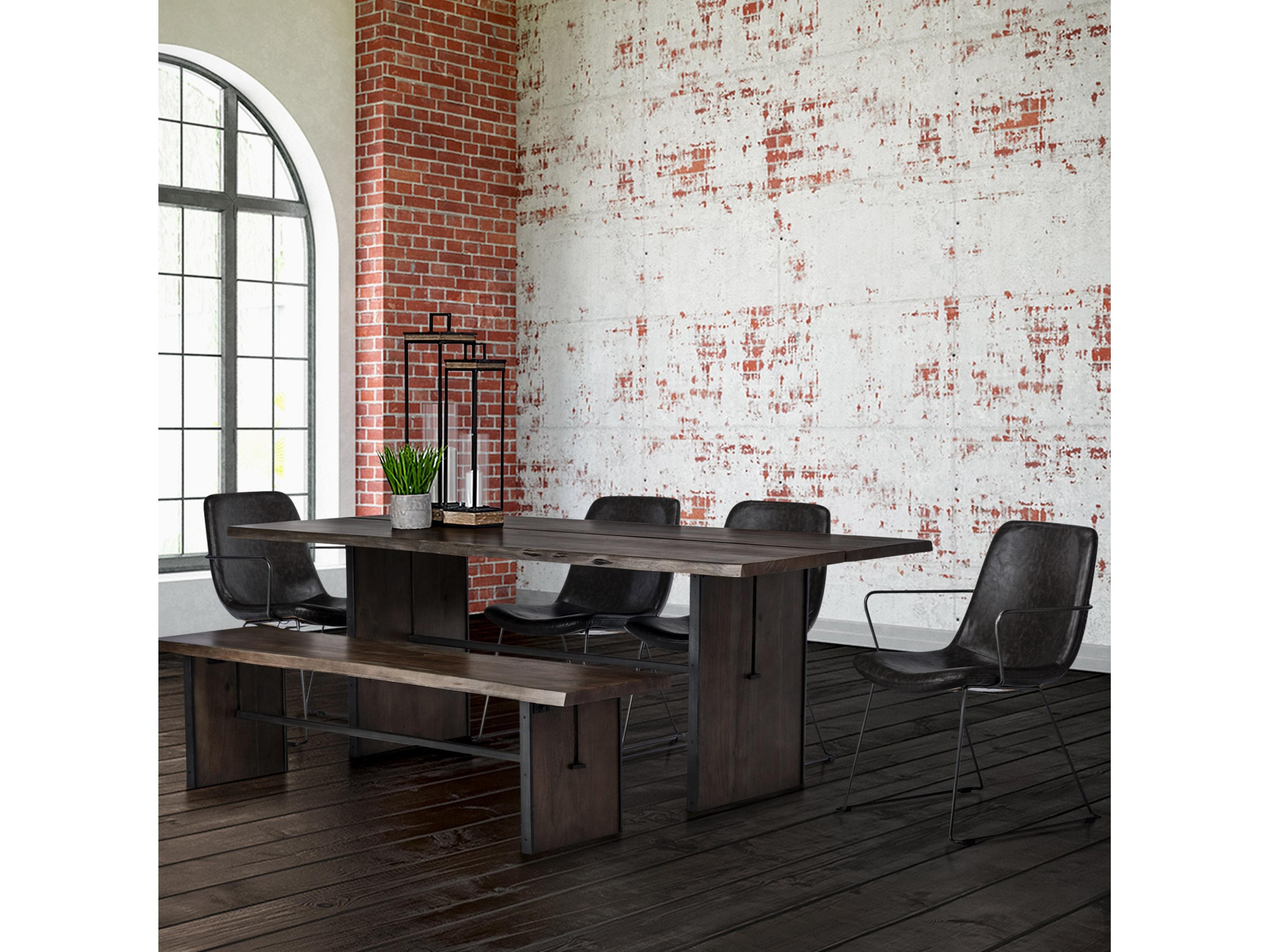 Mercana Sawyer I Dark Brown Faux-Leather Seat Black Iron Frame Dining Chair