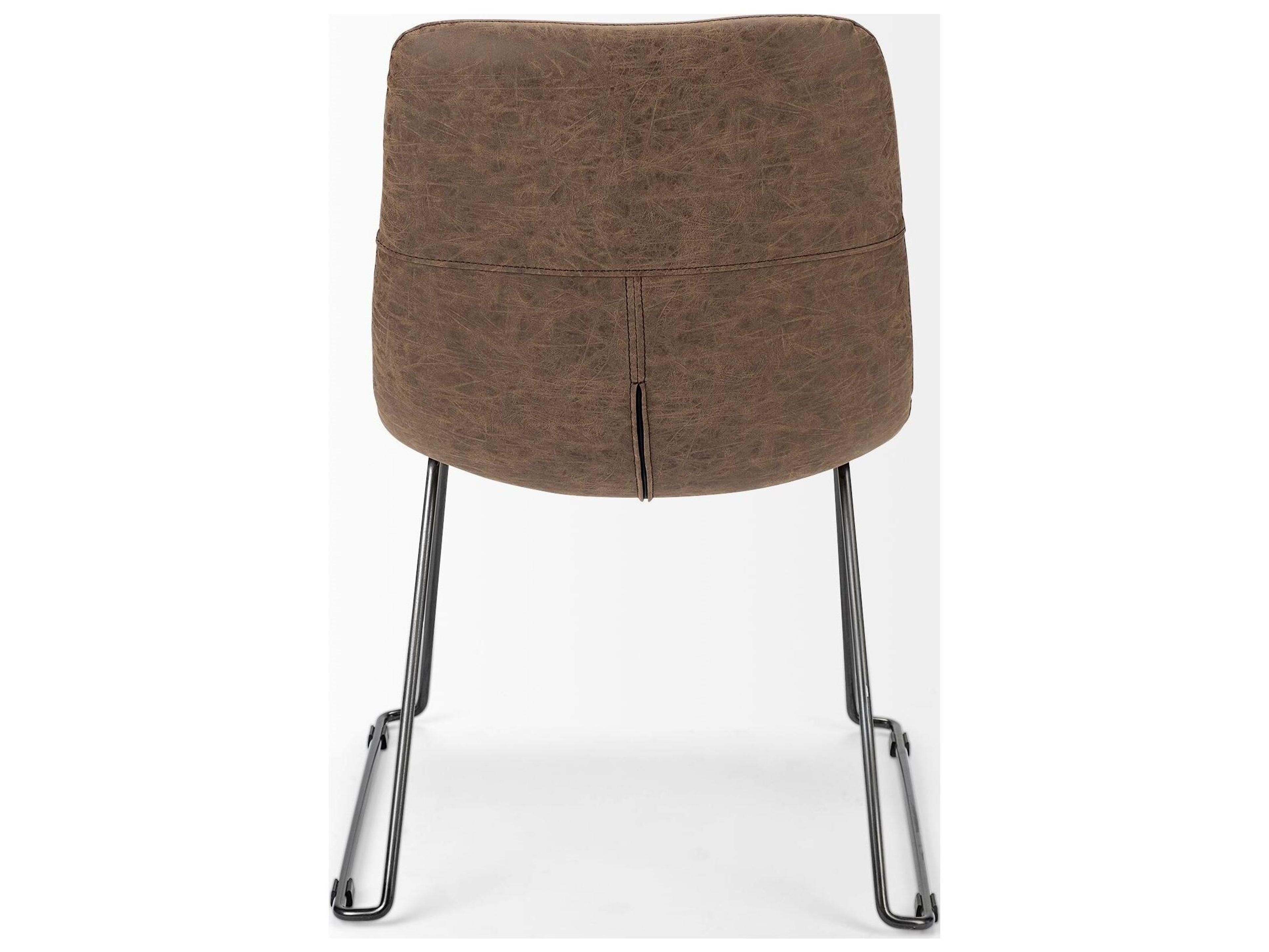 Mercana Sawyer I Brown Faux-Leather Seat BlackIron Frame Dining Chair