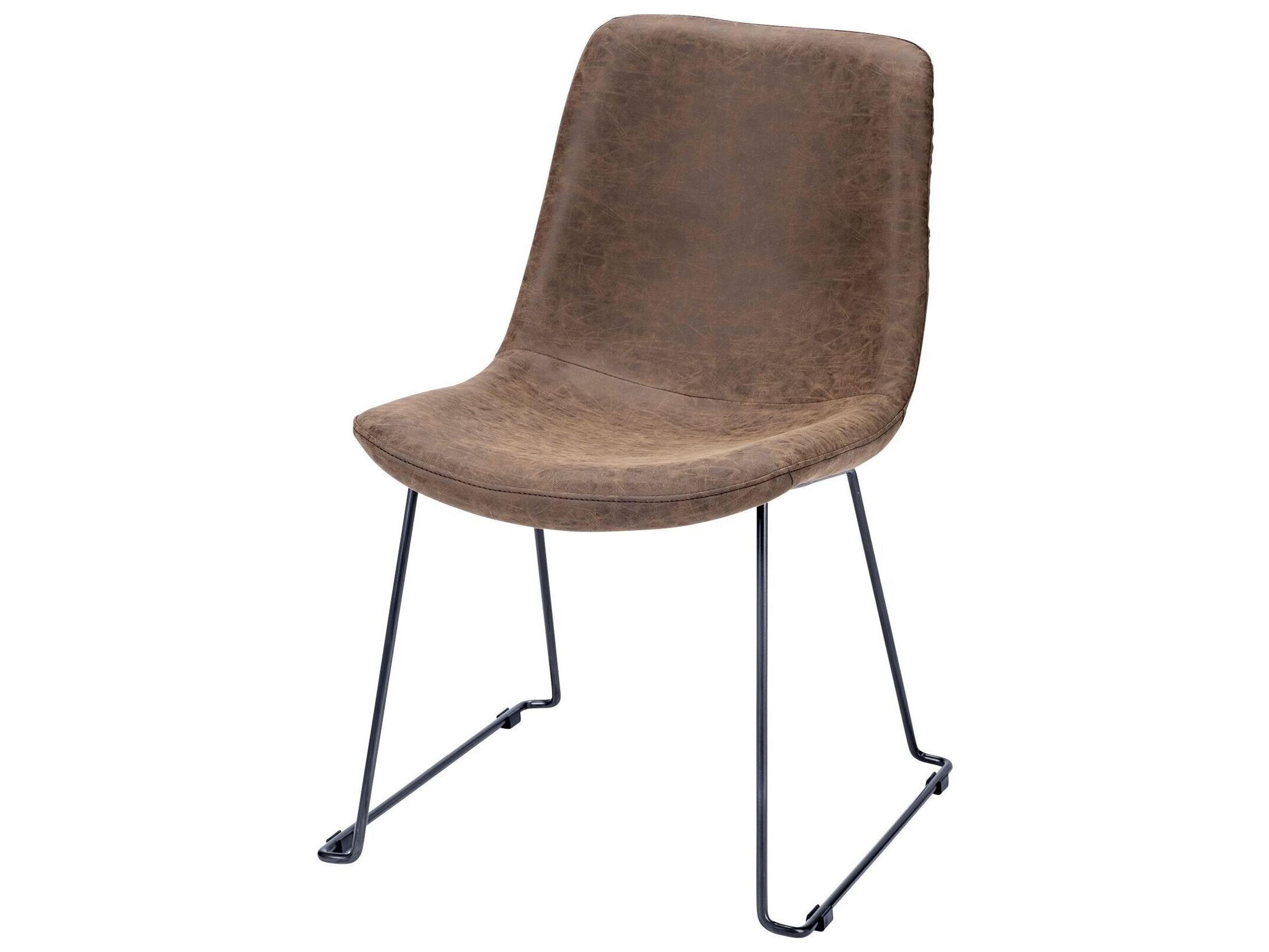 Sawyer I Brown Faux-Leather Seat BlackIron Frame Dining Chair