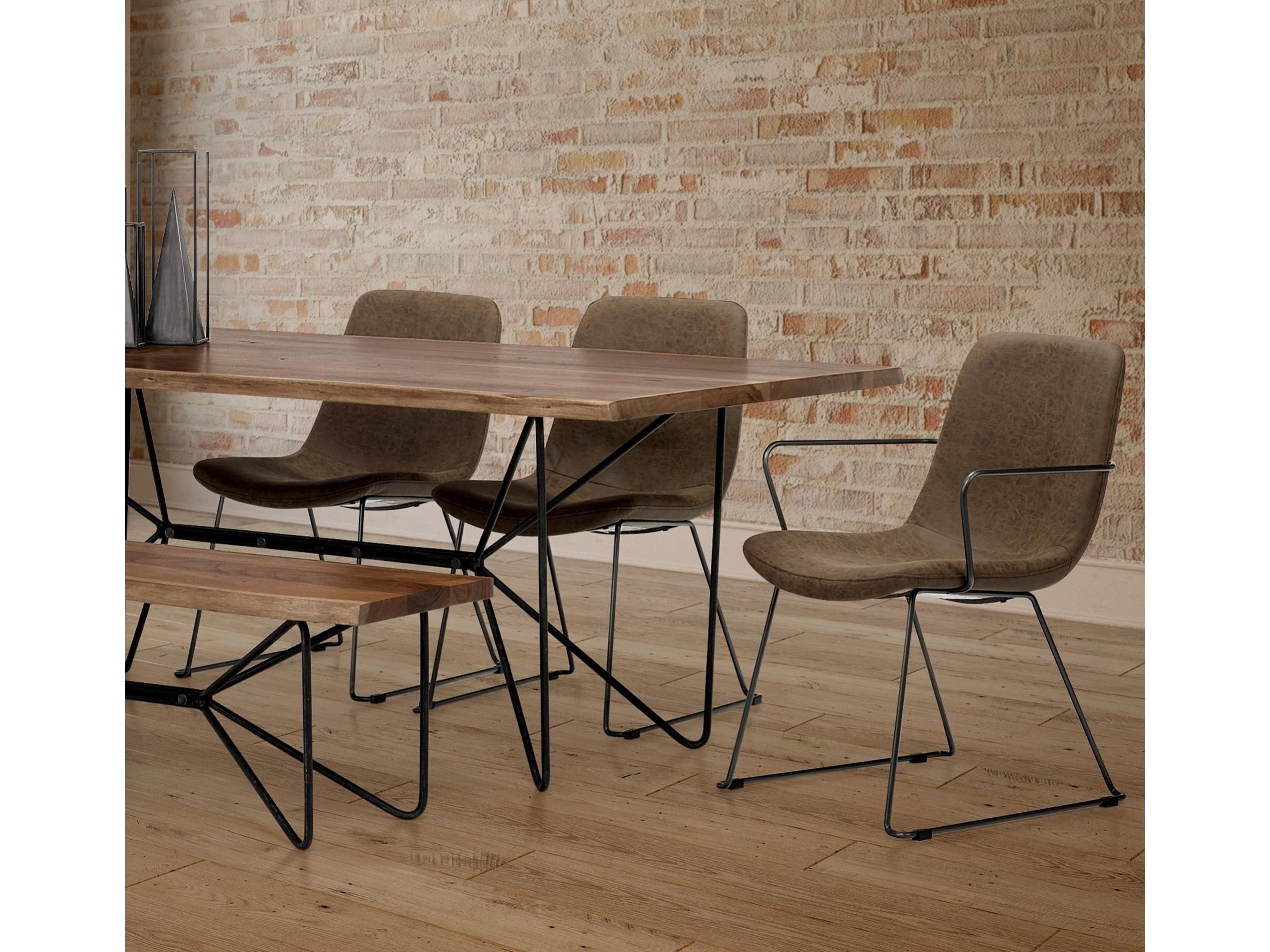 Mercana Sawyer I Brown Faux-Leather Seat BlackIron Frame Dining Chair