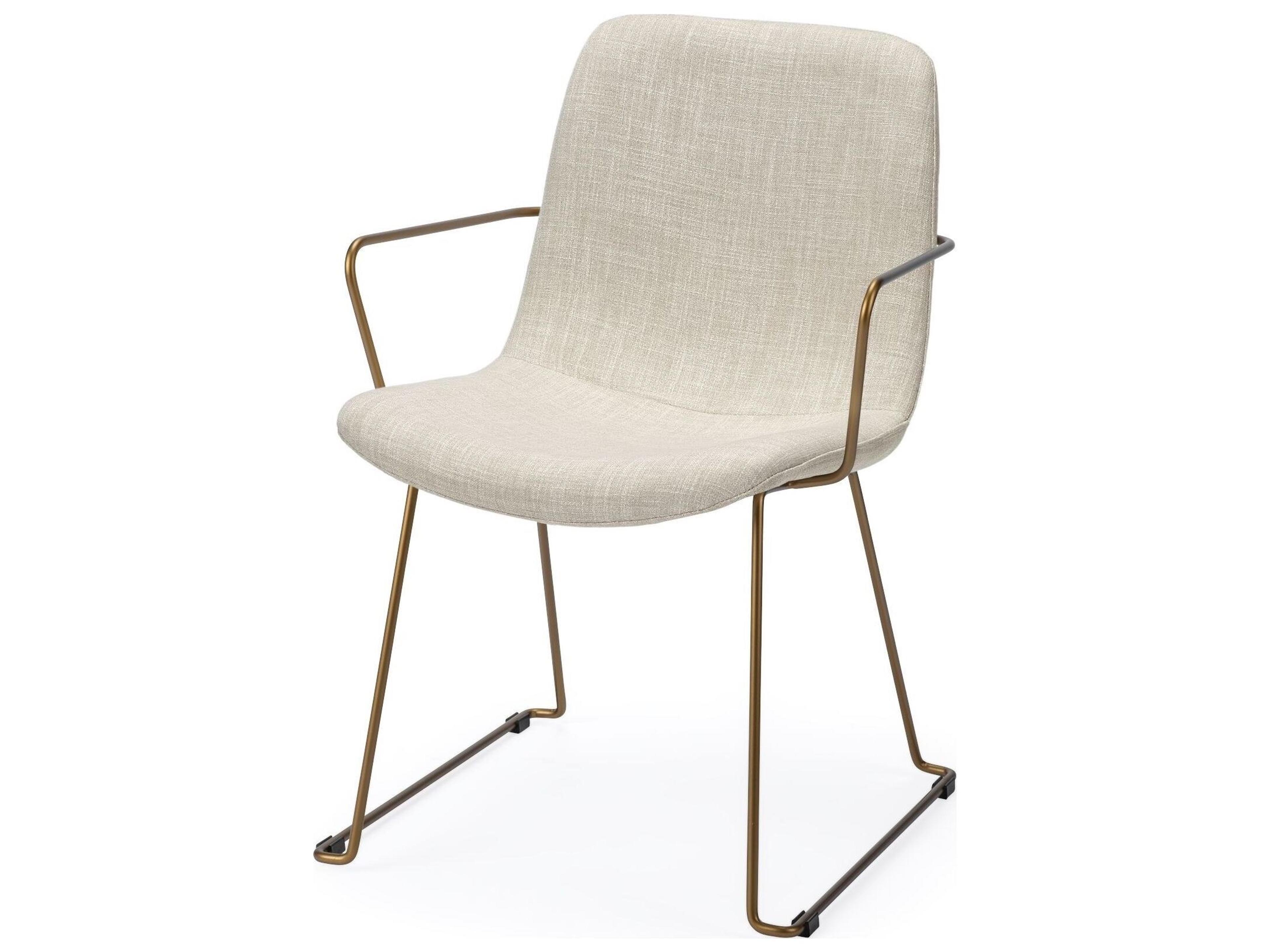 Sawyer II Beige Fabric Wrap Gold Metal Frame Dining Chair