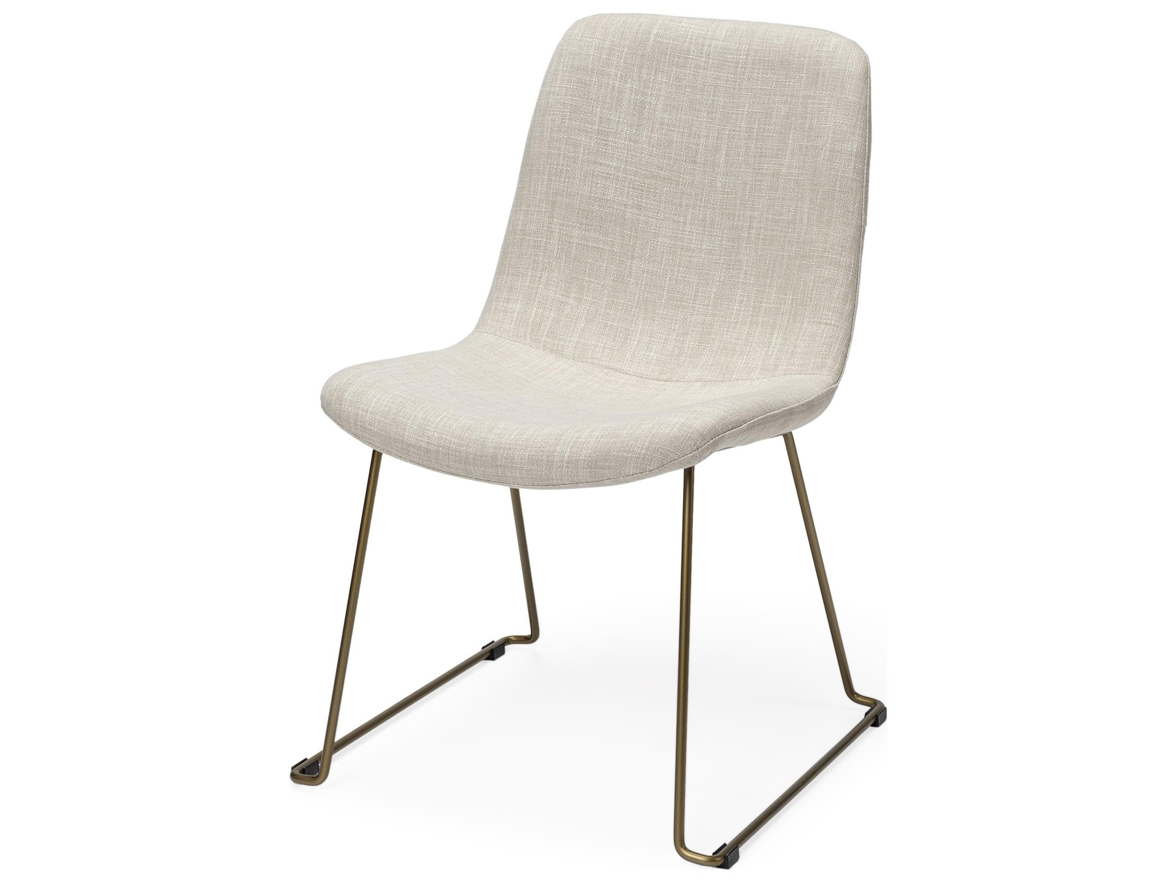 Sawyer I Beige Fabric Seat Gold Metal Frame Dining Chair