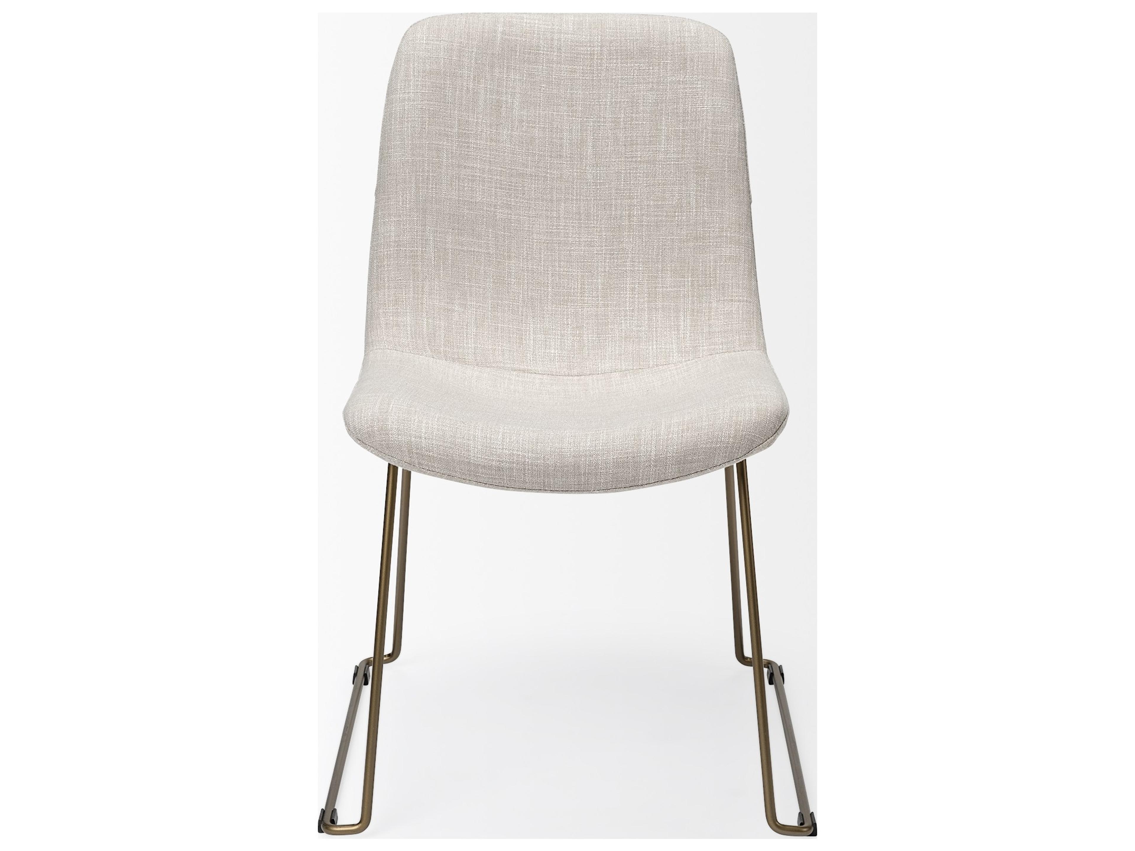 Mercana Sawyer I Beige Fabric Seat Gold Metal Frame Dining Chair