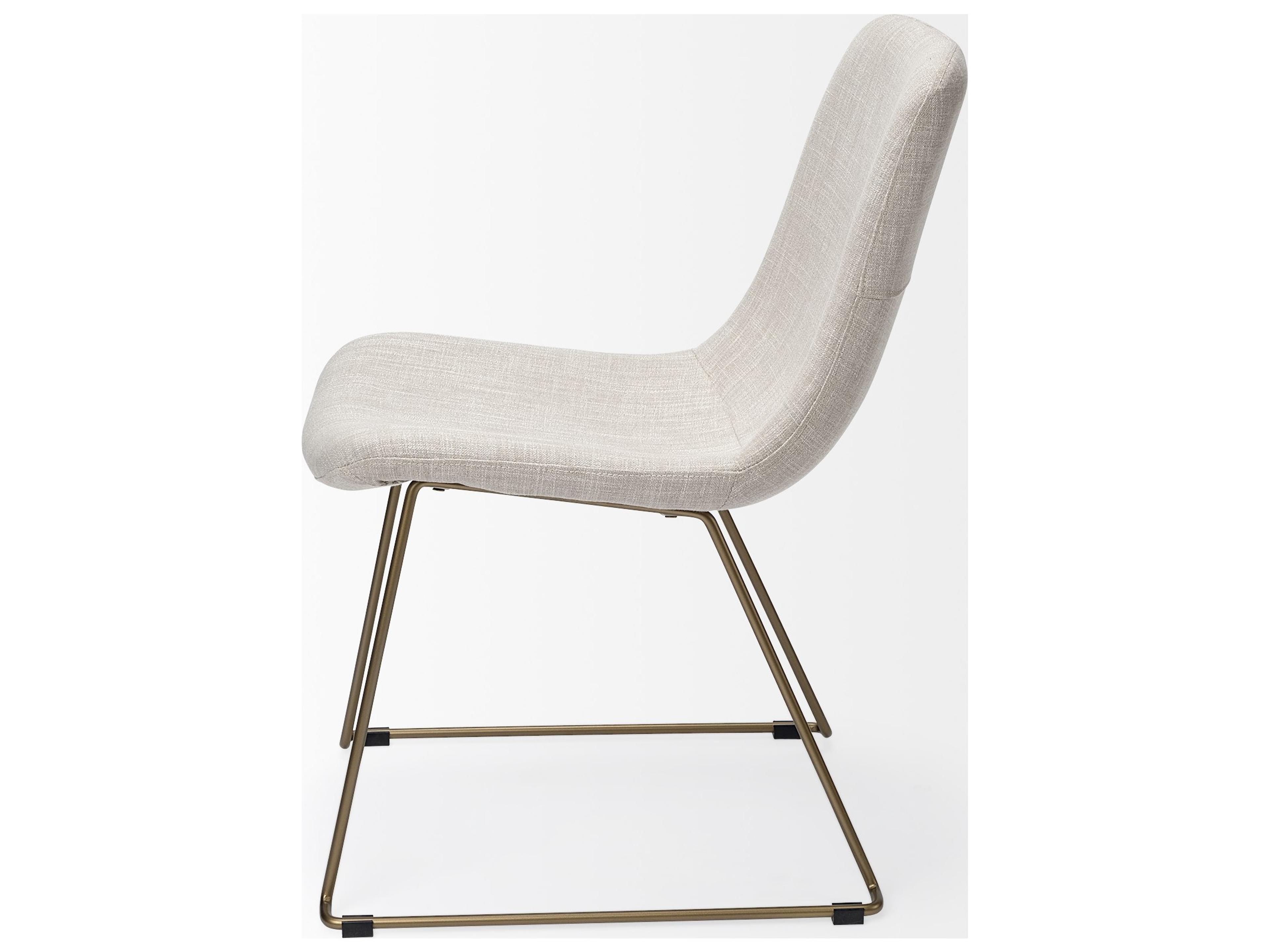 Mercana Sawyer I Beige Fabric Seat Gold Metal Frame Dining Chair