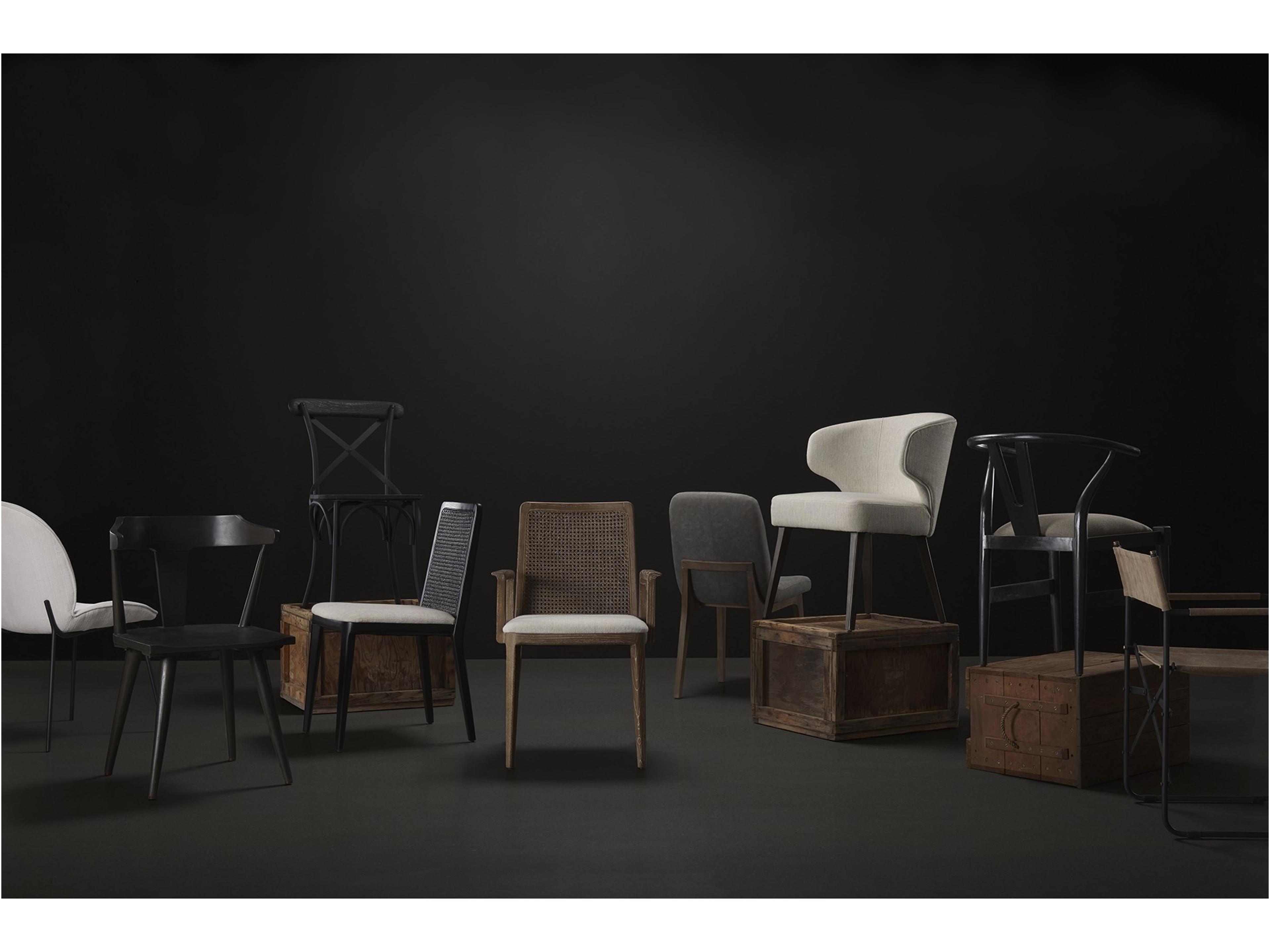 Mercana David Grey Fabric Wrap Medium Brown Wood Base Dining Chair