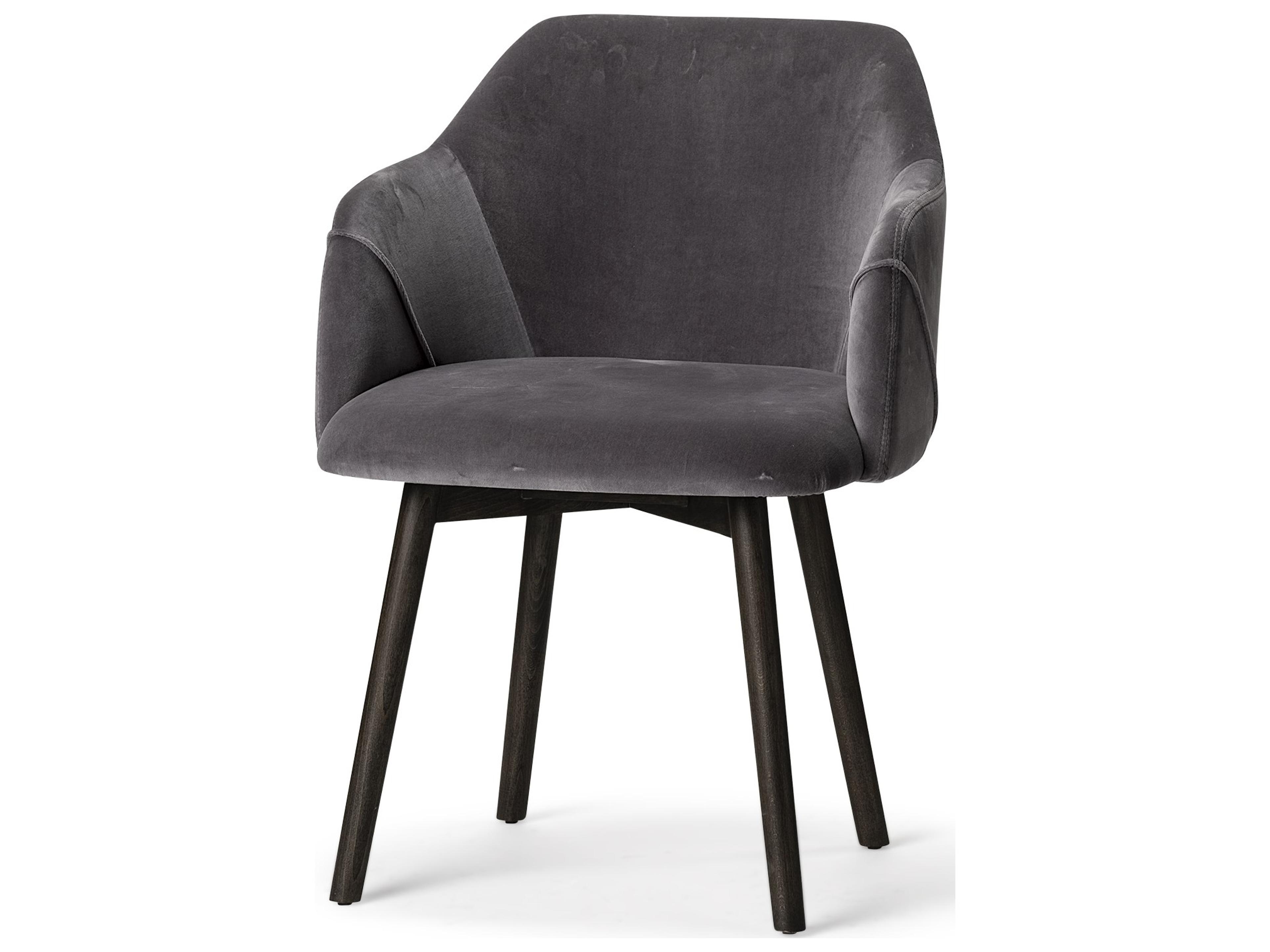 Ronald II Grey Velvet Wrap Black Wooden Base Dining Chair